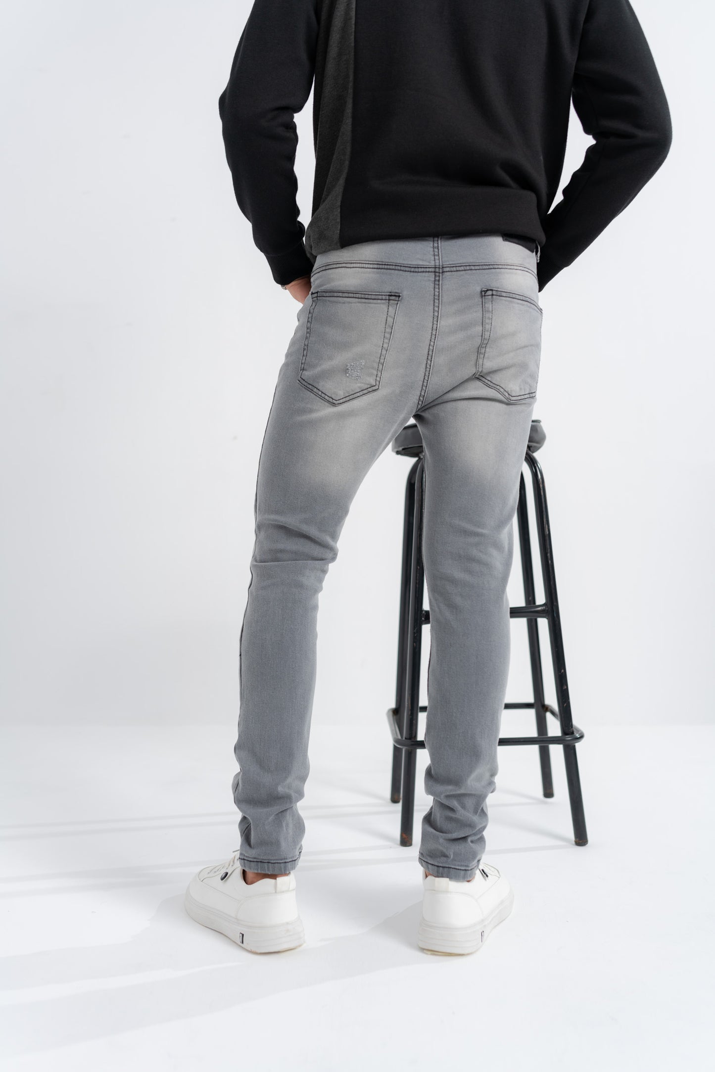 Grey Ripped Skinny Fit Jeans - Hustle N Holla