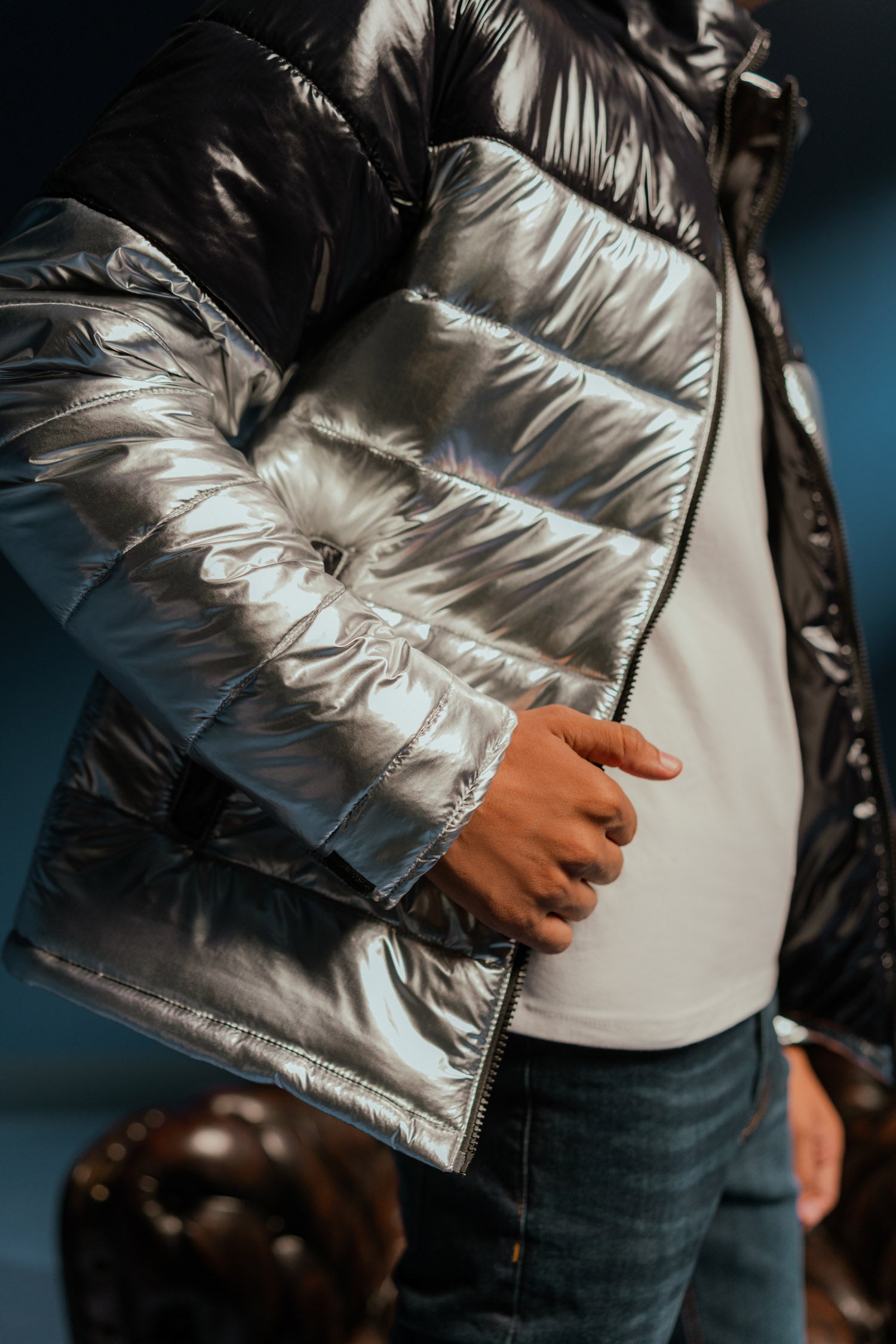 Metallic Puffer Jacket - Hustle N Holla