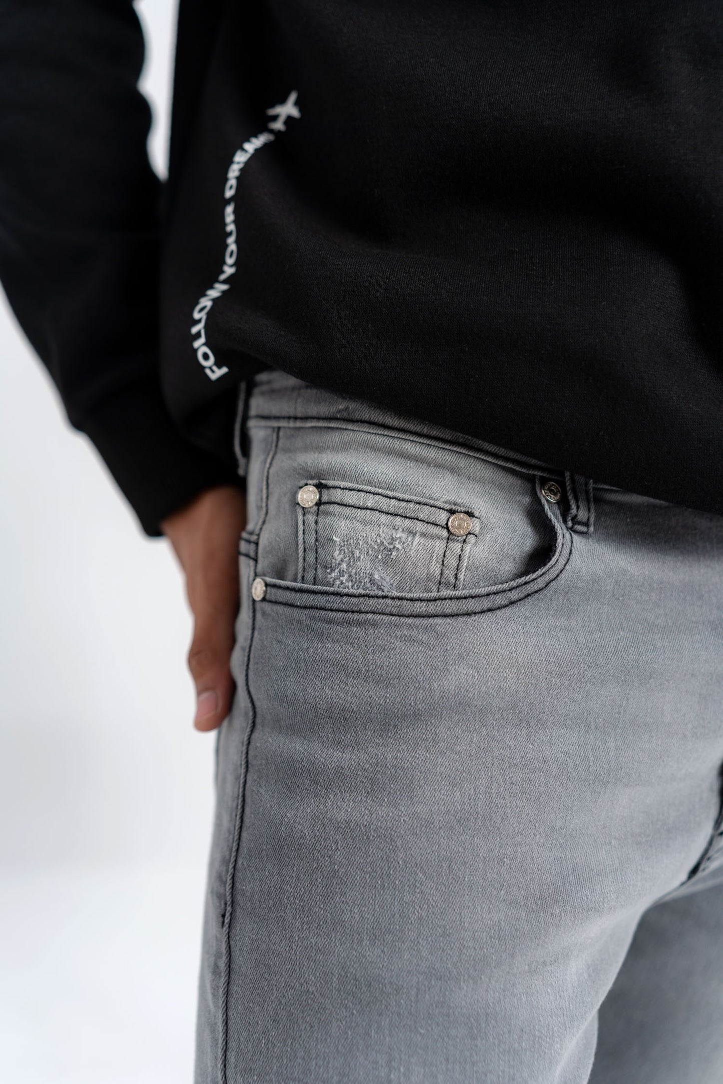 Grey Ripped Skinny Fit Jeans - Hustle N Holla