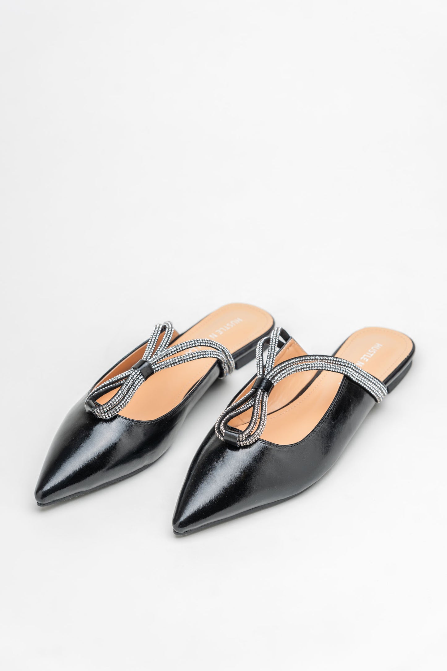 Rhinestone Black Flat Mules - Hustle N Holla