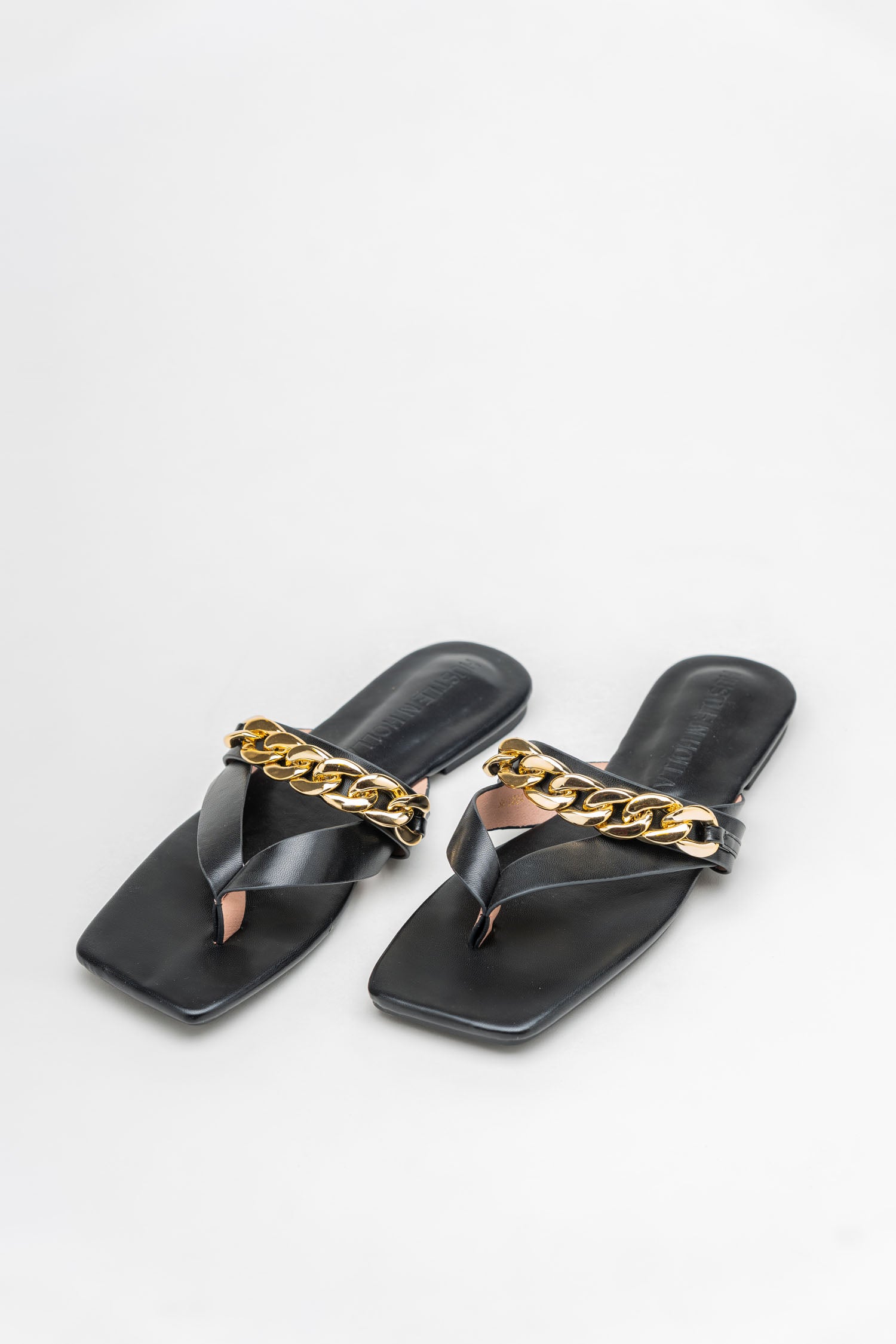 Black Classy Chain Detail Flats - Hustle N Holla