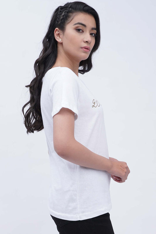Luna Slogan White T-Shirt