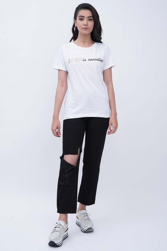 Luna Slogan White T-Shirt - Hustle N Holla