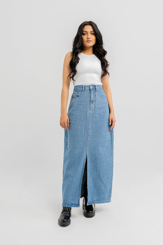 Blue Denim Skirt - Hustle N Holla