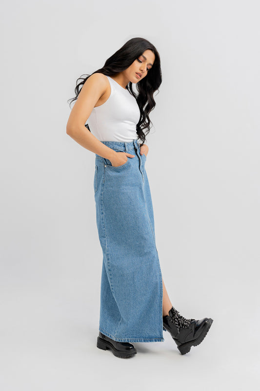 Blue Denim Skirt - Hustle N Holla