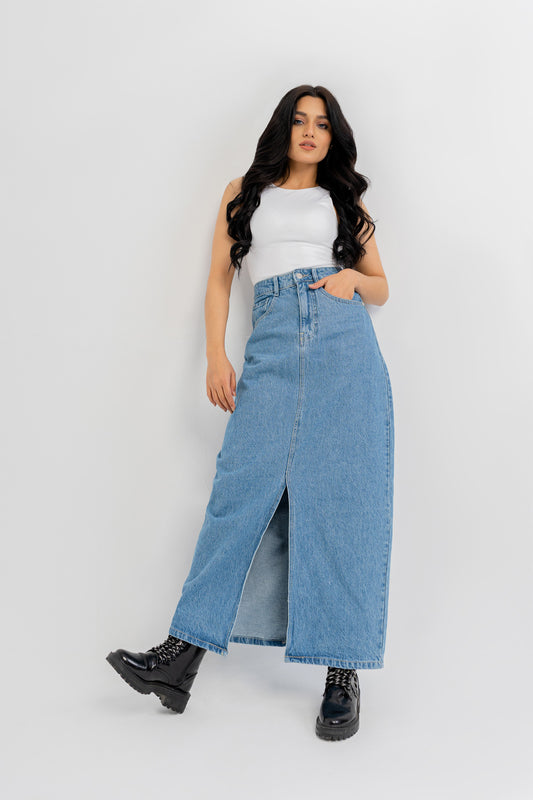 Blue Denim Skirt - Hustle N Holla