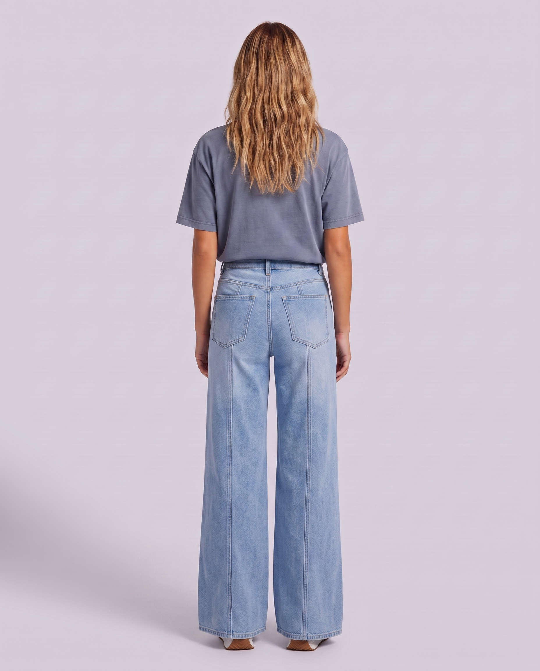 Front Seam Wide Leg Light Wash Jeans - Hustle N Holla