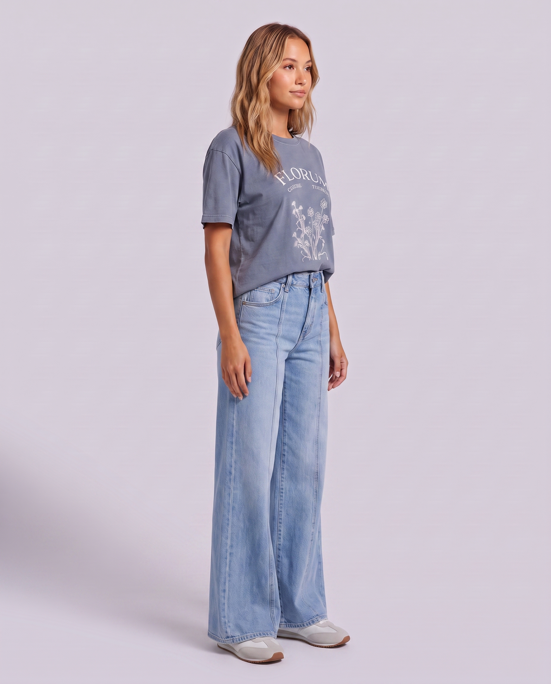 Front Seam Wide Leg Light Wash Jeans - Hustle N Holla