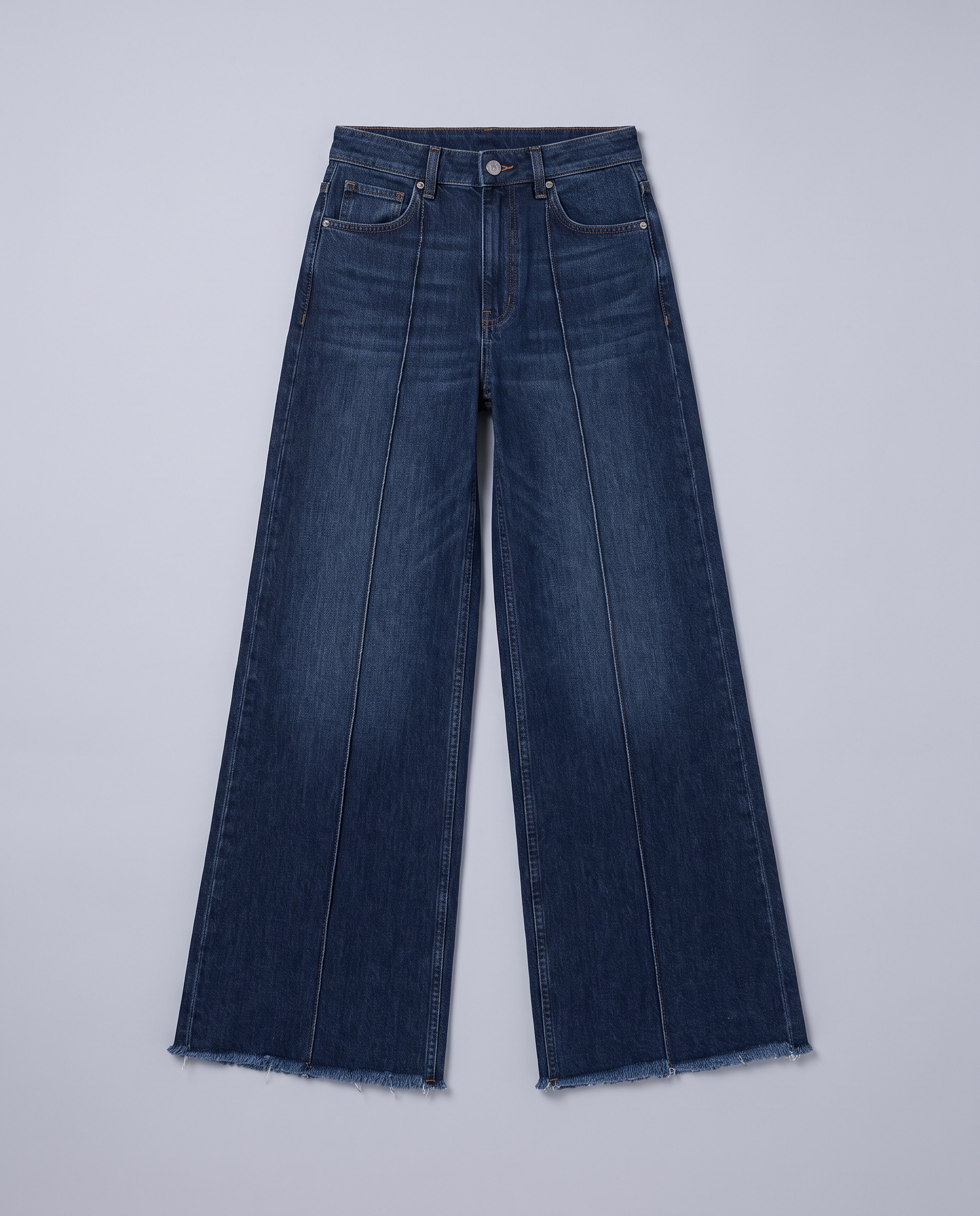Front Seam Wide Leg Dark Blue Jeans - Hustle N Holla