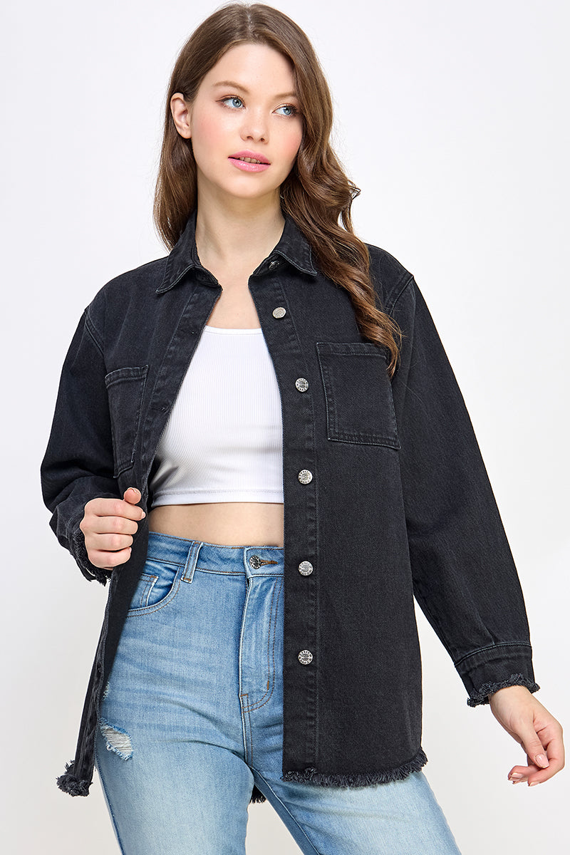 Black Denim Shirt - Hustle N Holla