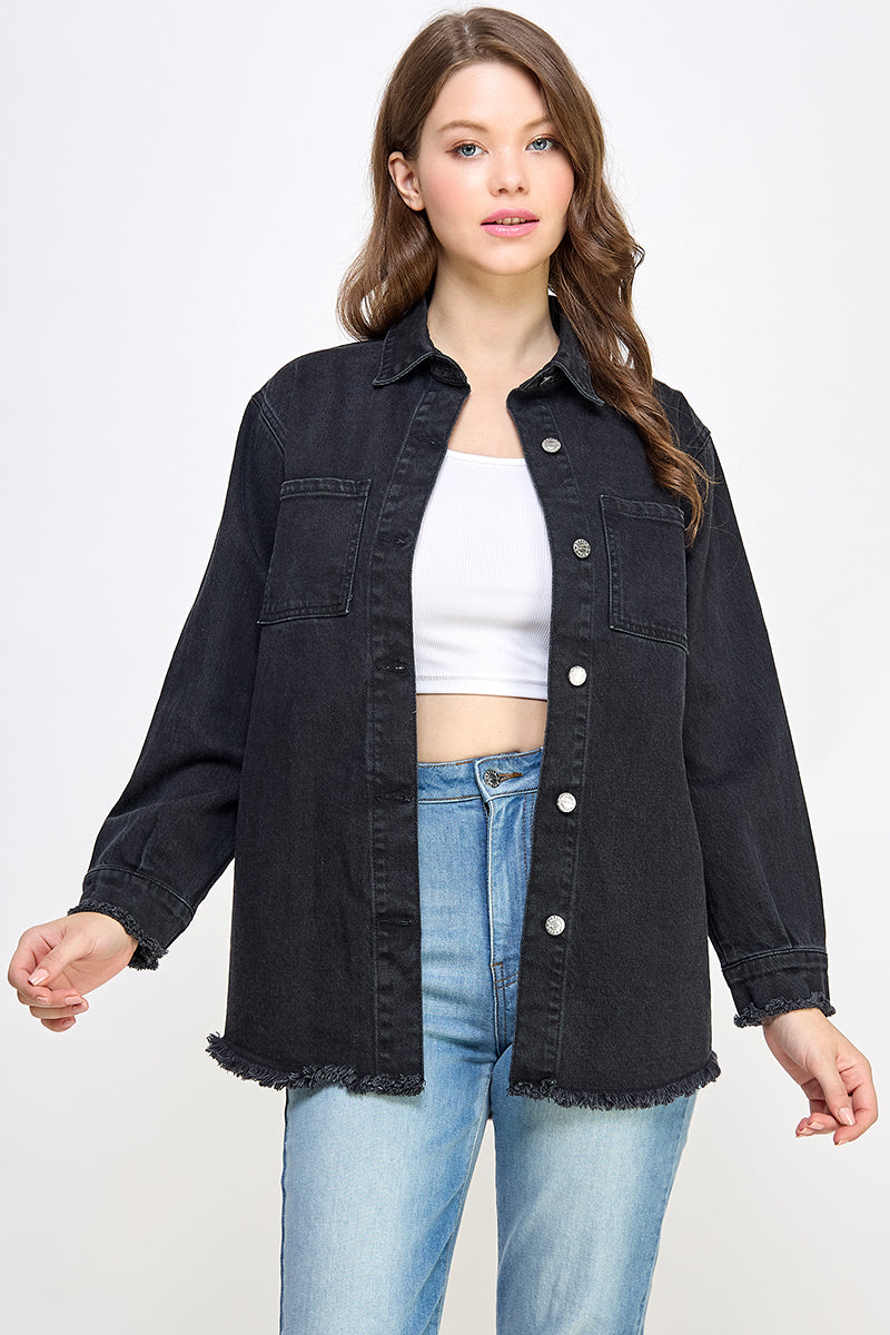 Black Denim Shirt - Hustle N Holla