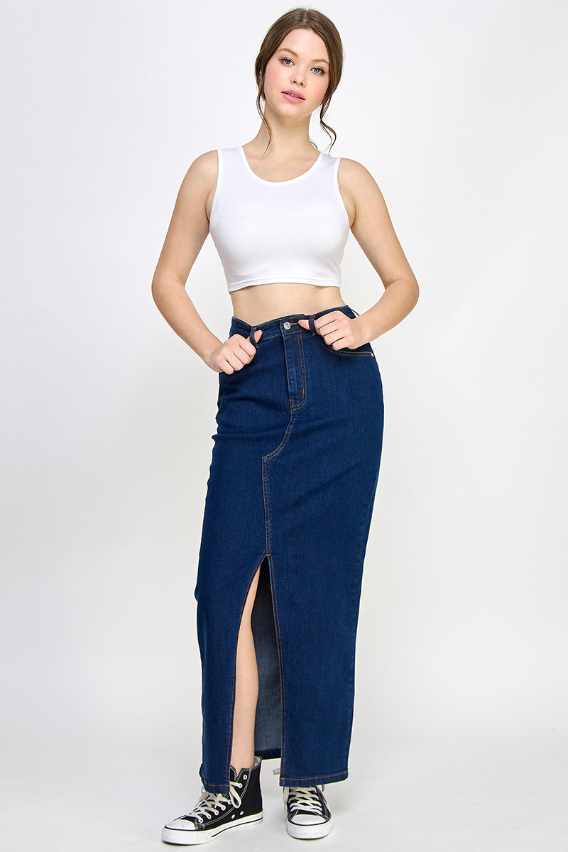 Dark Blue Denim Skirt - Hustle N Holla