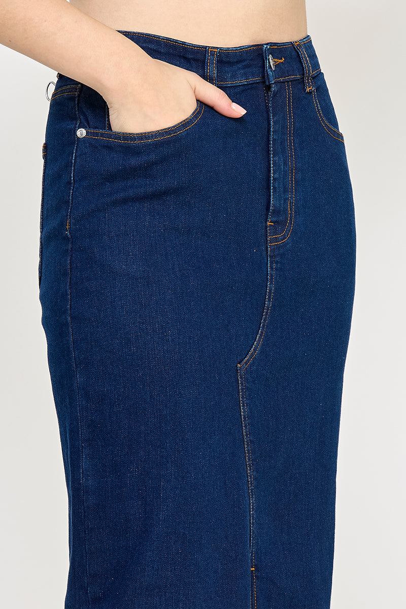 Dark Blue Denim Skirt - Hustle N Holla