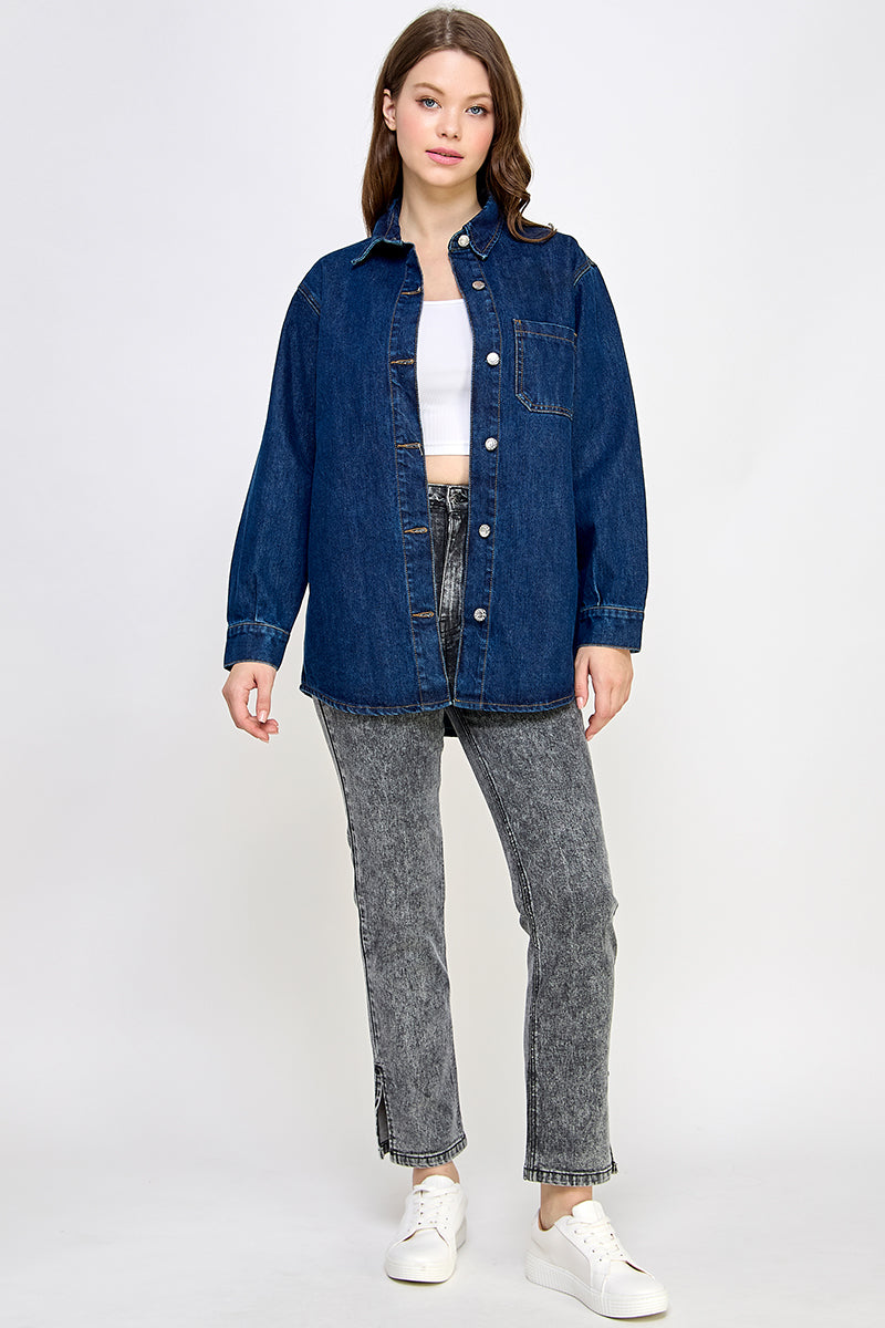 Indigo Denim Shirt - Hustle N Holla