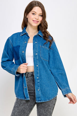 Mid-Blue Denim Shirt - Hustle N Holla