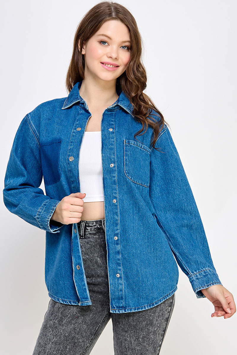 Mid-Blue Denim Shirt - Hustle N Holla