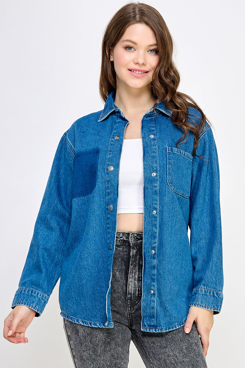 Mid-Blue Denim Shirt - Hustle N Holla