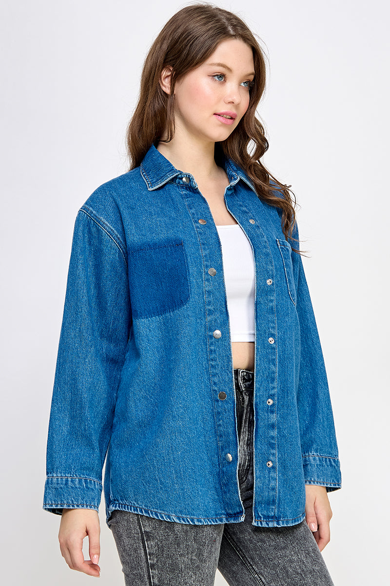 Mid-Blue Denim Shirt - Hustle N Holla