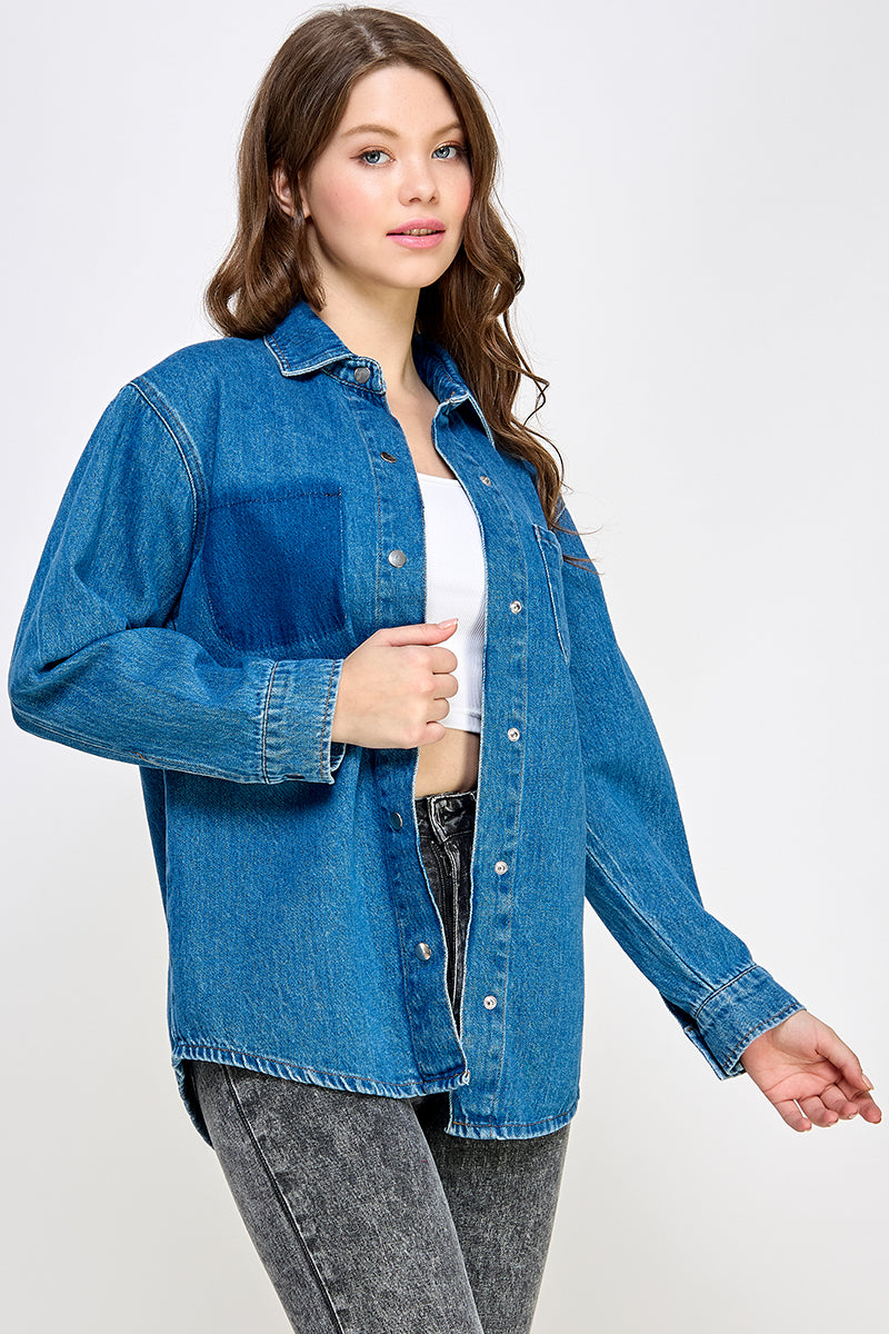 Mid-Blue Denim Shirt - Hustle N Holla
