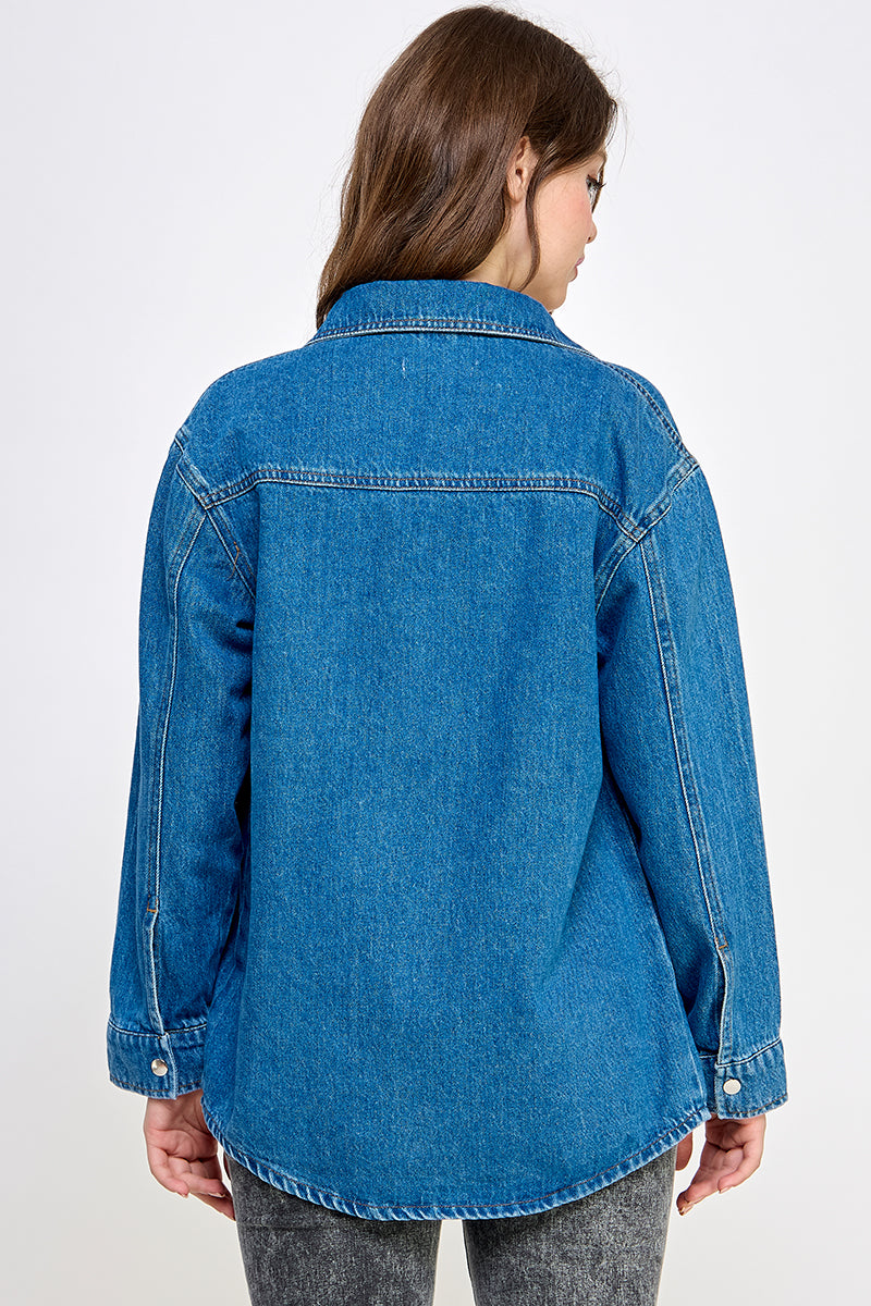 Mid-Blue Denim Shirt - Hustle N Holla