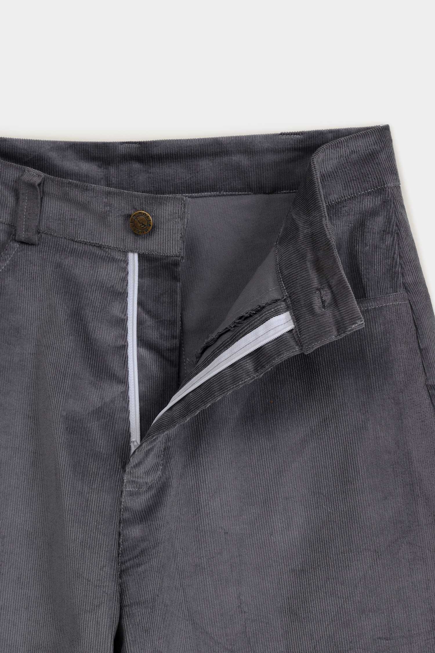 Grey Straight Fit Corduroy Chino Pants - Hustle N Holla