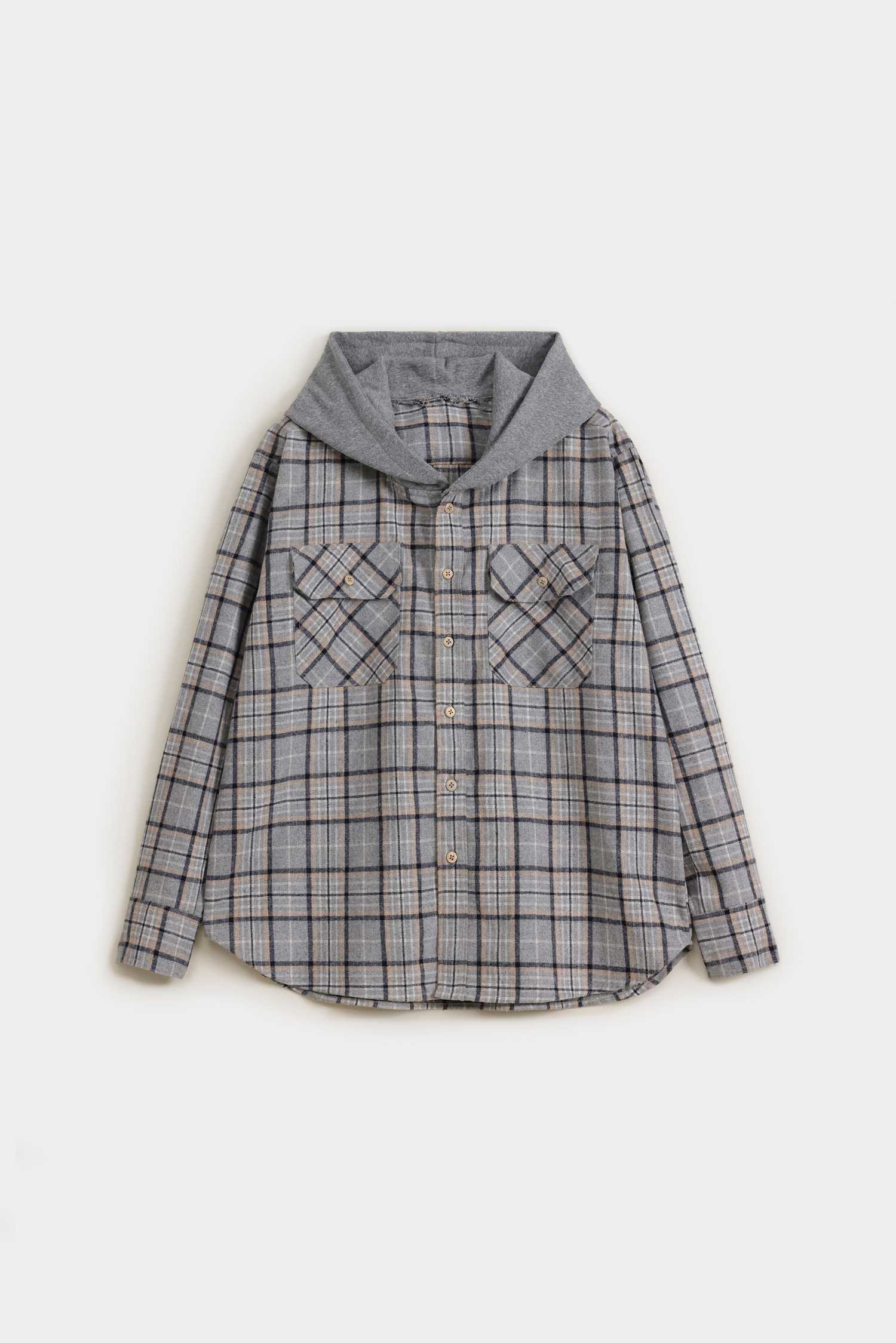 Flannel Oversized Button Down Grey Shirt