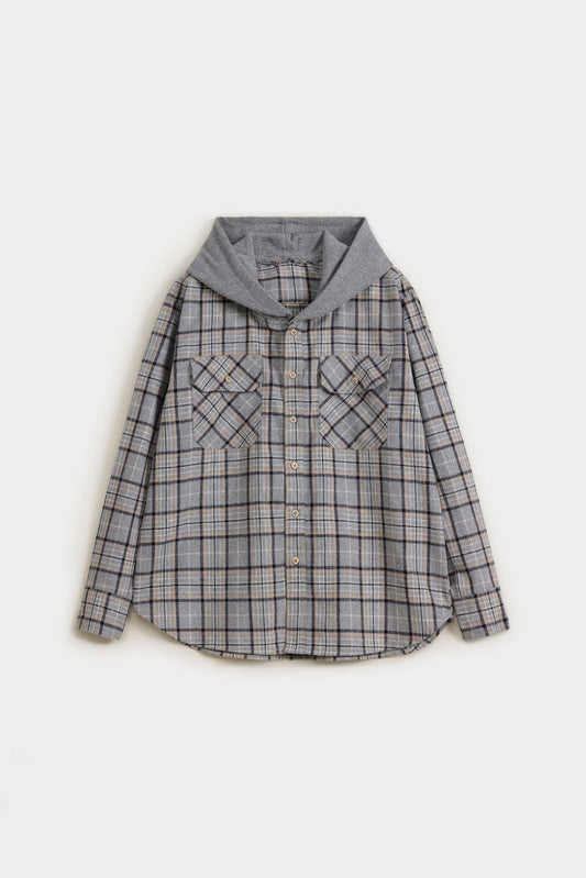 Flannel Oversized Button Down Grey Shirt - Hustle N Holla