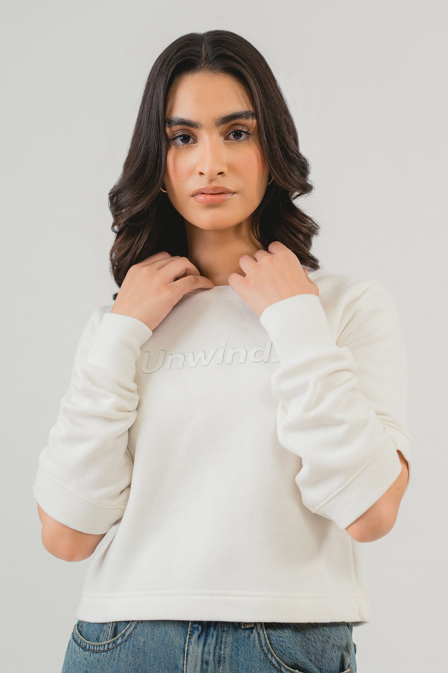 Unwind white Sweatshirt - Hustle N Holla