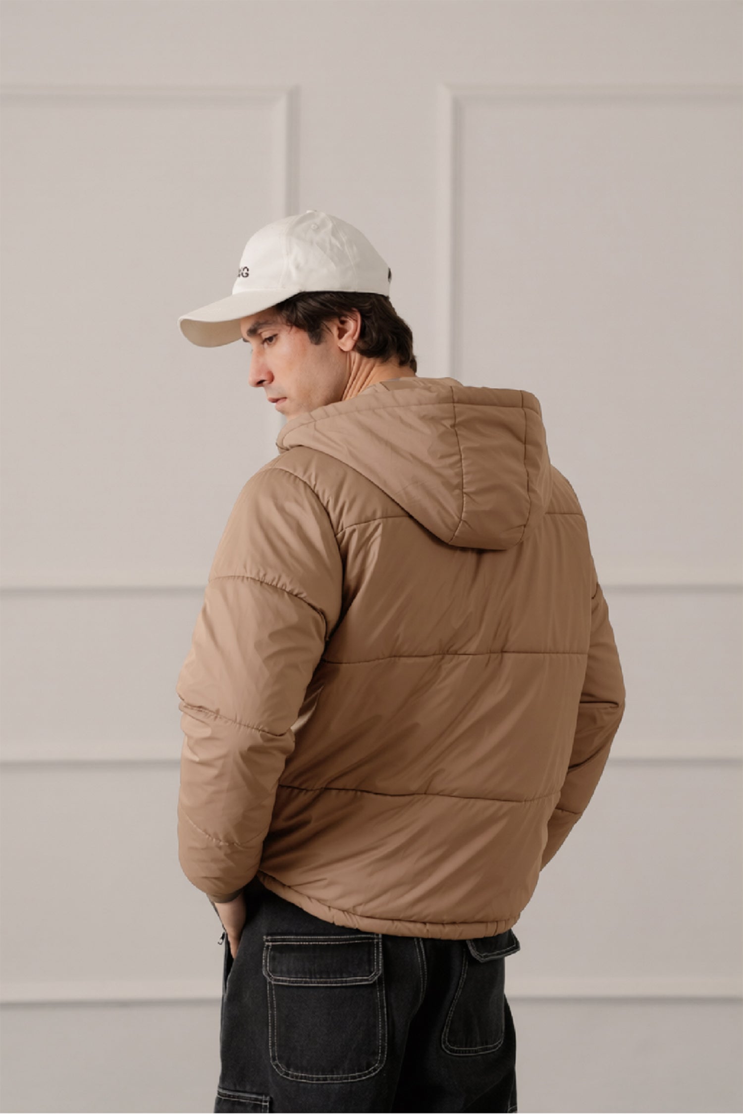 Beige Relaxed Fit Puffer Jacket - Hustle N Holla