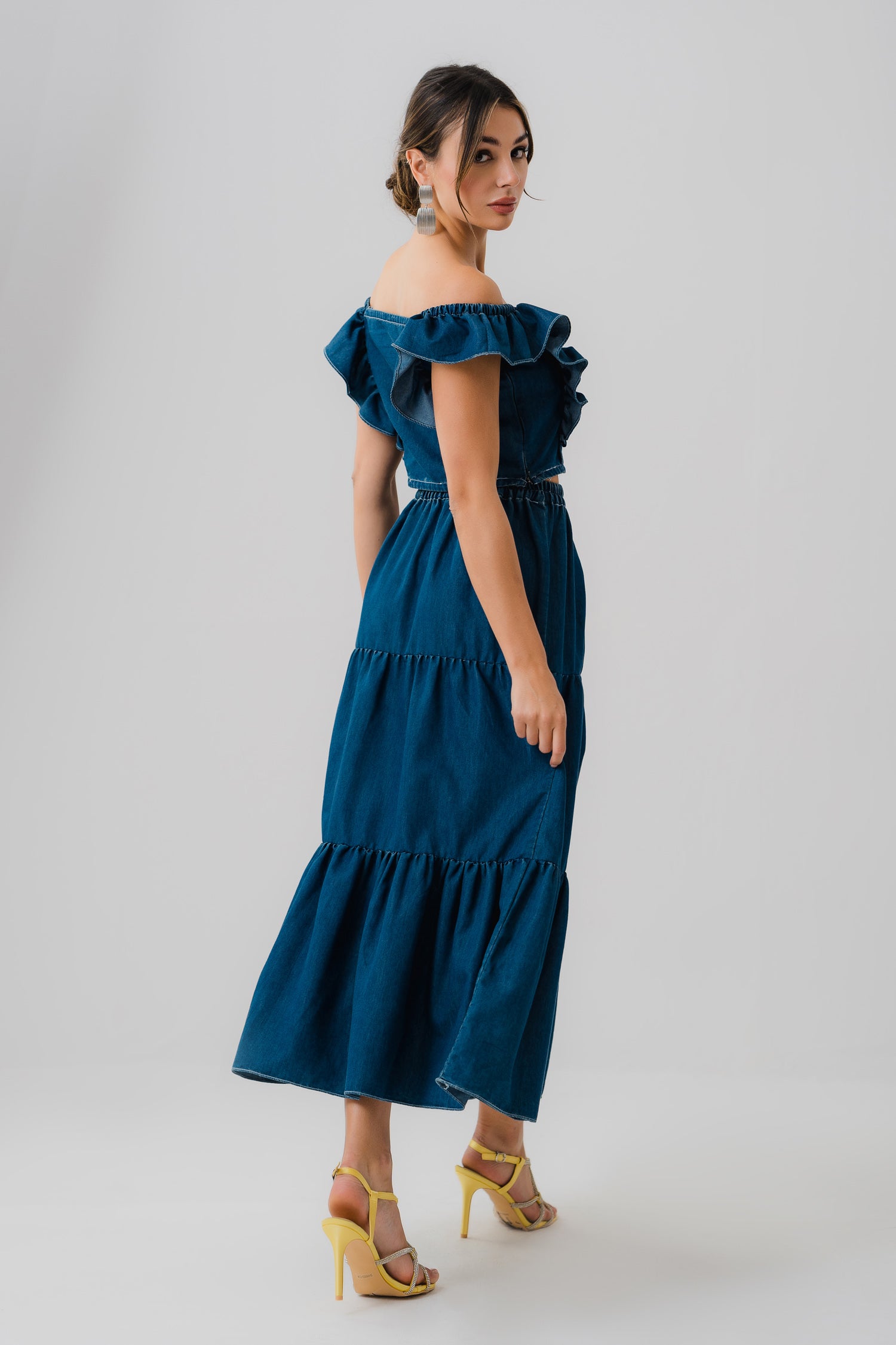 Tiered Maxi Chambray Skirt - Hustle N Holla