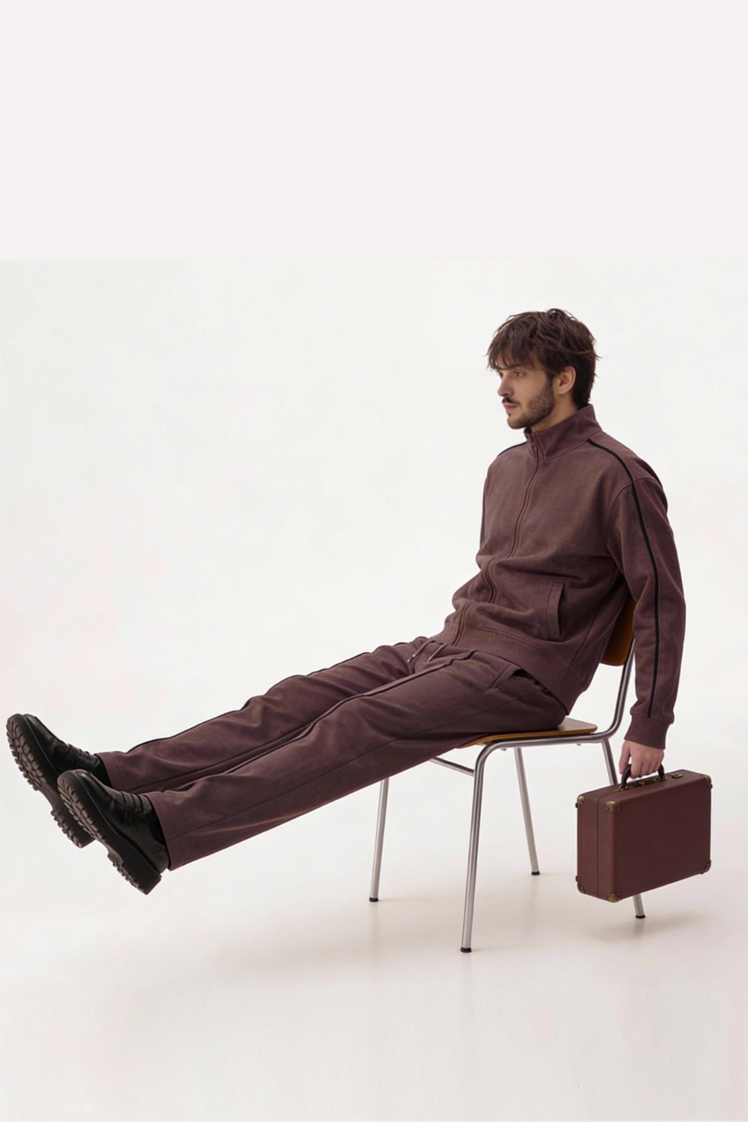 Brown Textured Straight Fit Trousers - Hustle N Holla