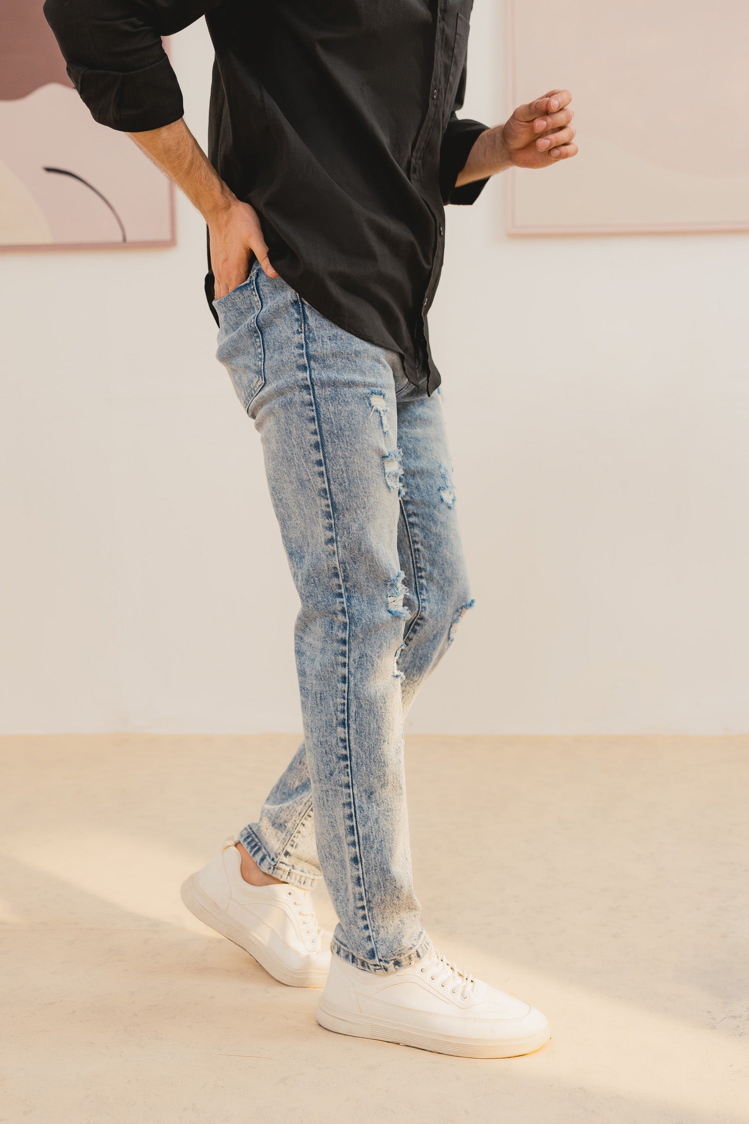 Acid Blue Denim Jeans - Hustle N Holla