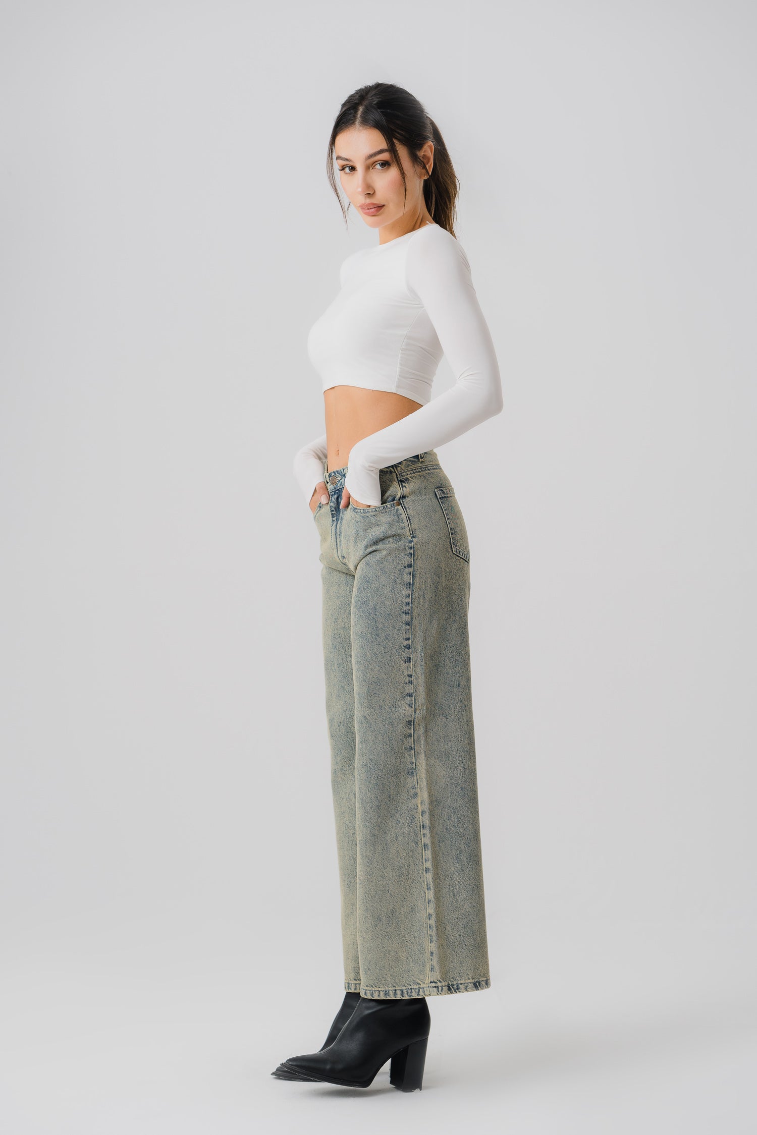 Vintage Wide Leg Denim Jeans - Hustle N Holla