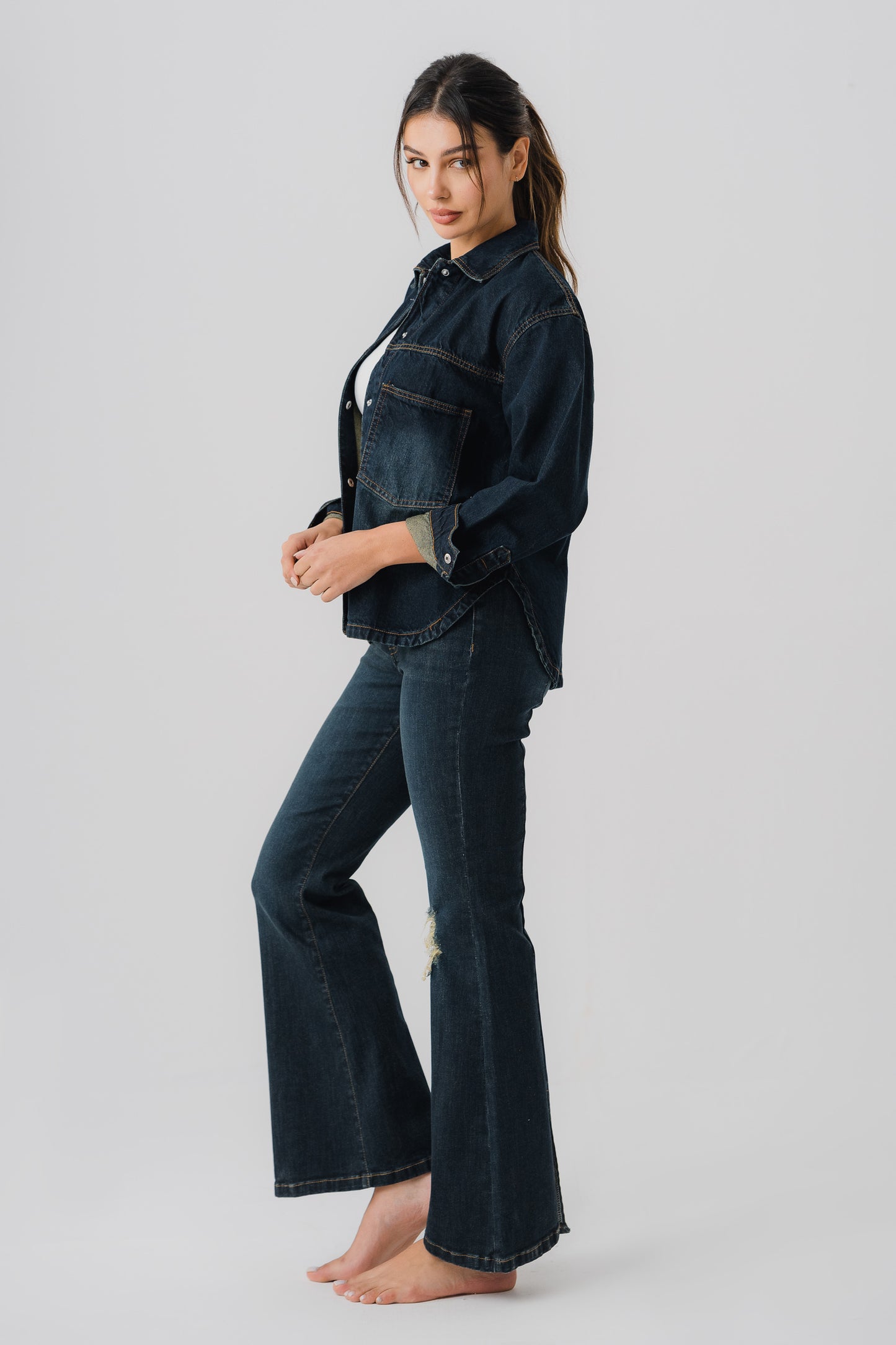 Deep Blue Flared Fit Jeans