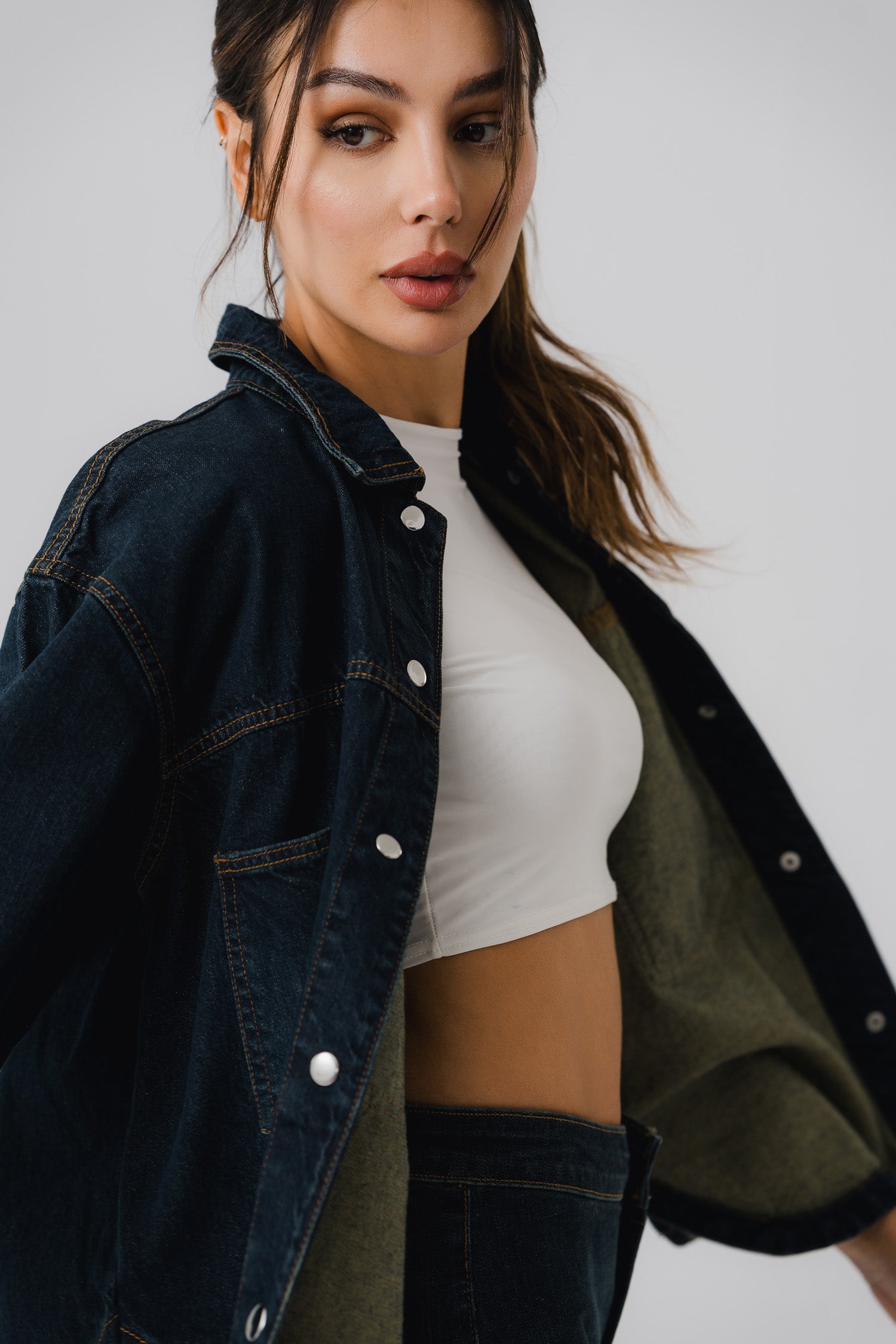 Dark Blue Vintage Wash Denim Shirt - Hustle N Holla