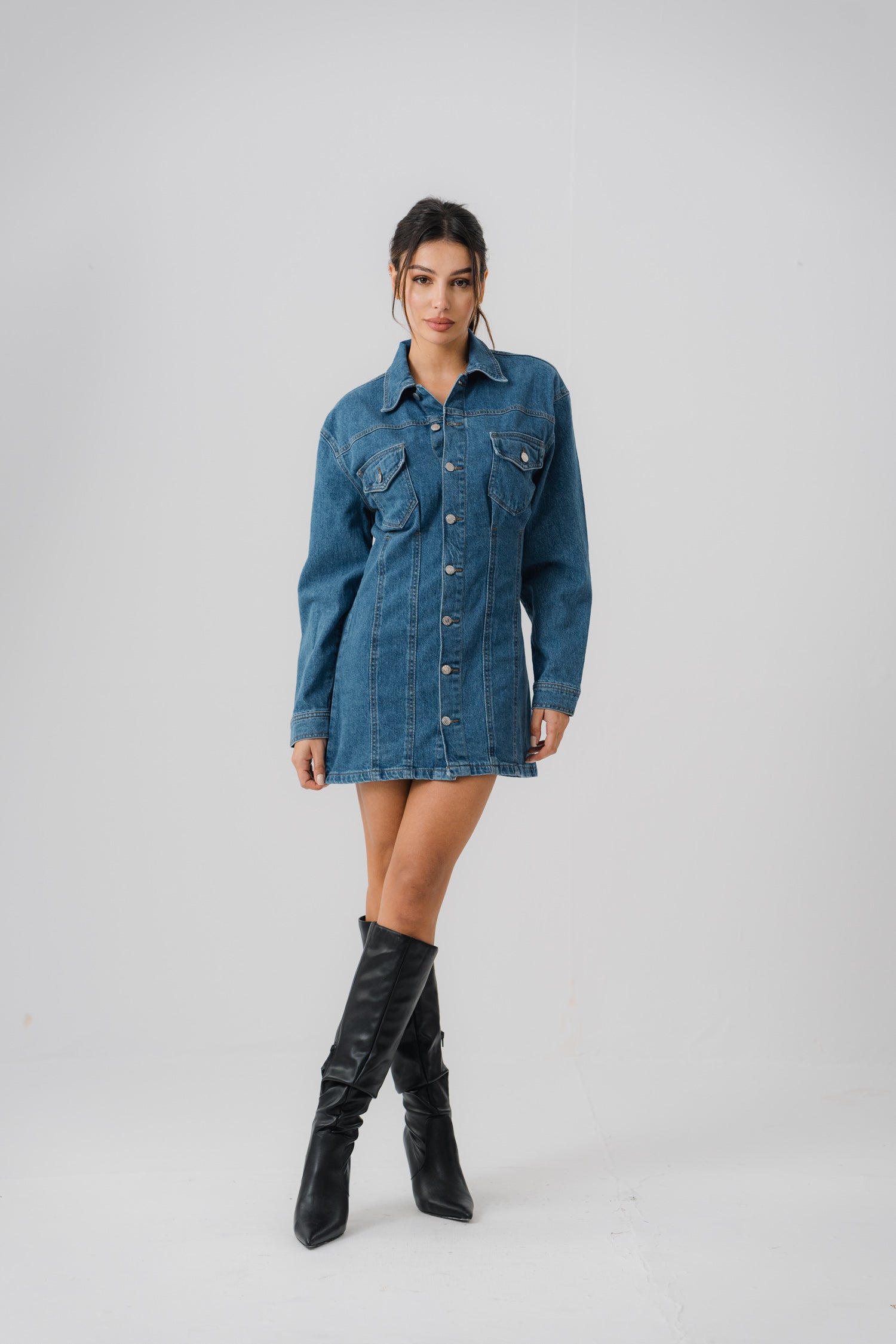 Azure Blue Denim Dress - Hustle N Holla