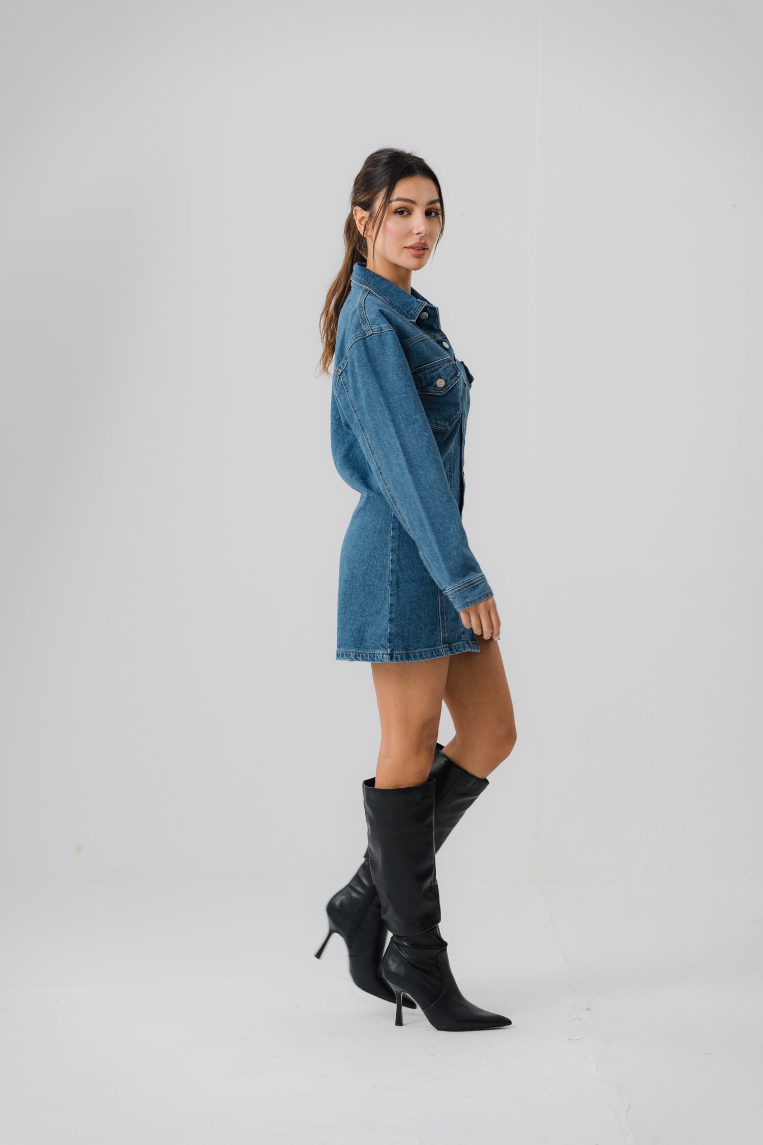 Azure Blue Denim Dress - Hustle N Holla