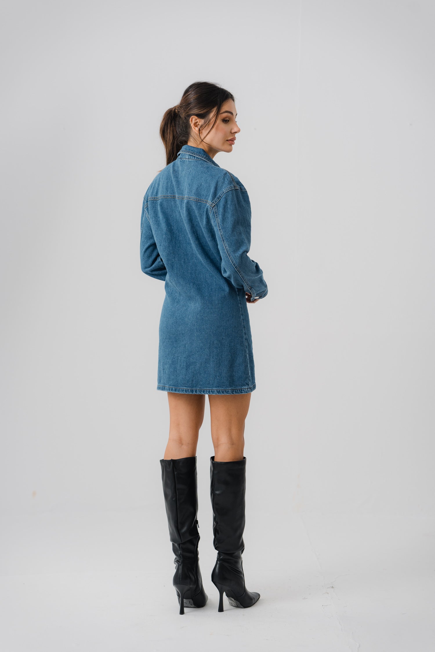 Azure Blue Denim Dress - Hustle N Holla
