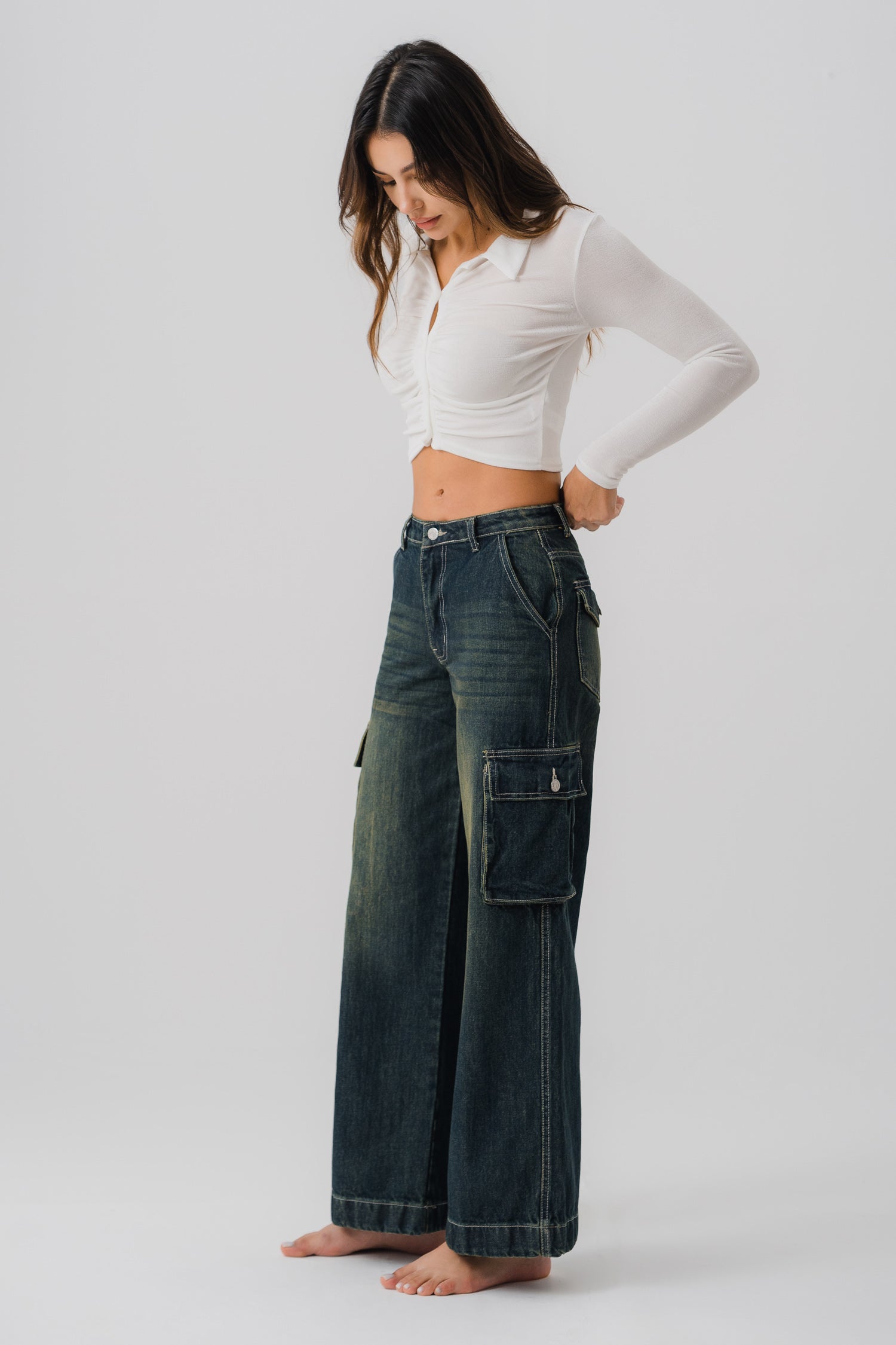 Vintage Wash Cargo Jeans - Hustle N Holla