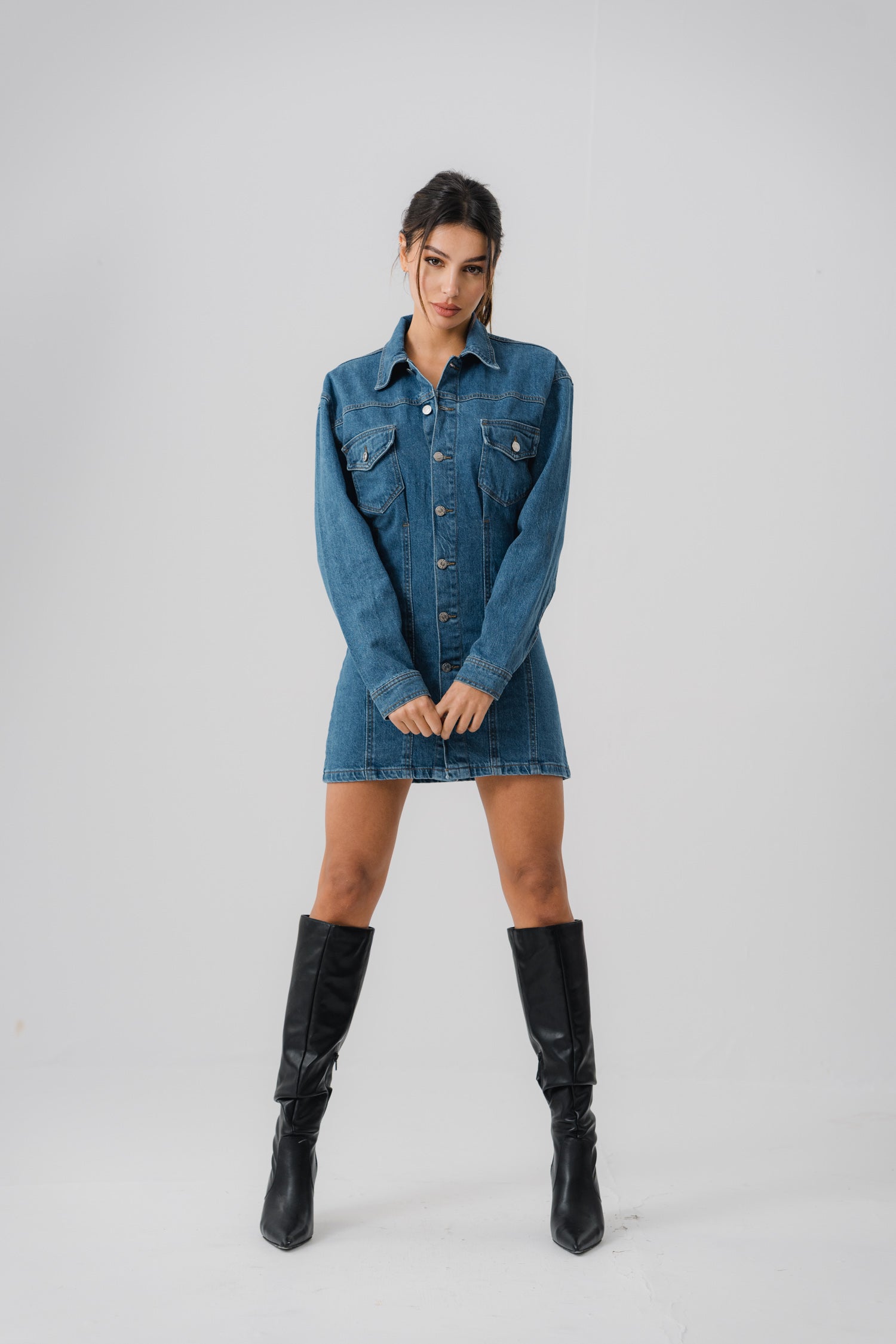 Azure Blue Denim Dress - Hustle N Holla