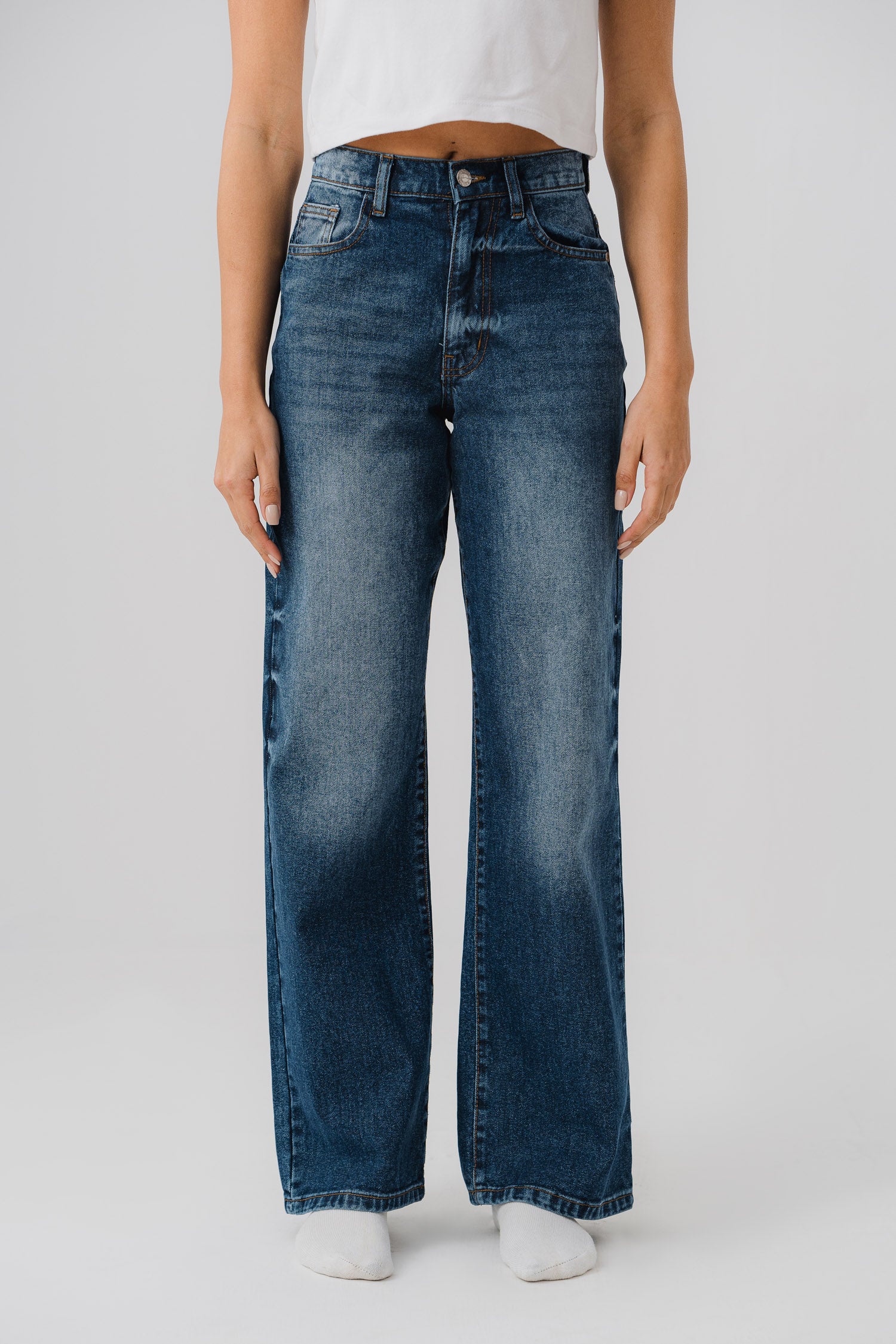 Blue Wide Leg Minor Fault Denim Jeans - Hustle N Holla