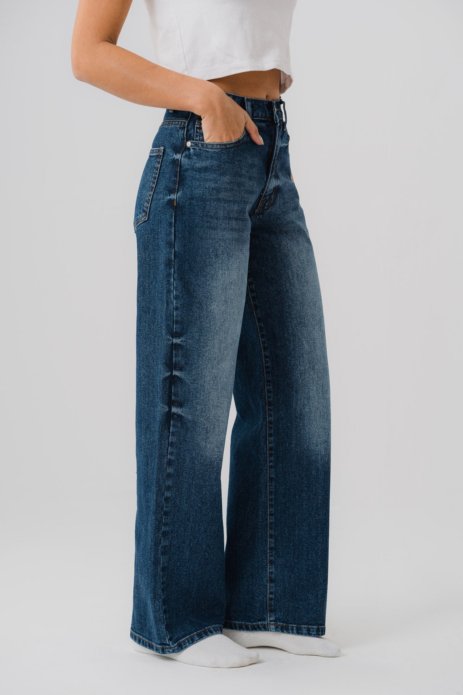 Blue Wide Leg Minor Fault Denim Jeans - Hustle N Holla
