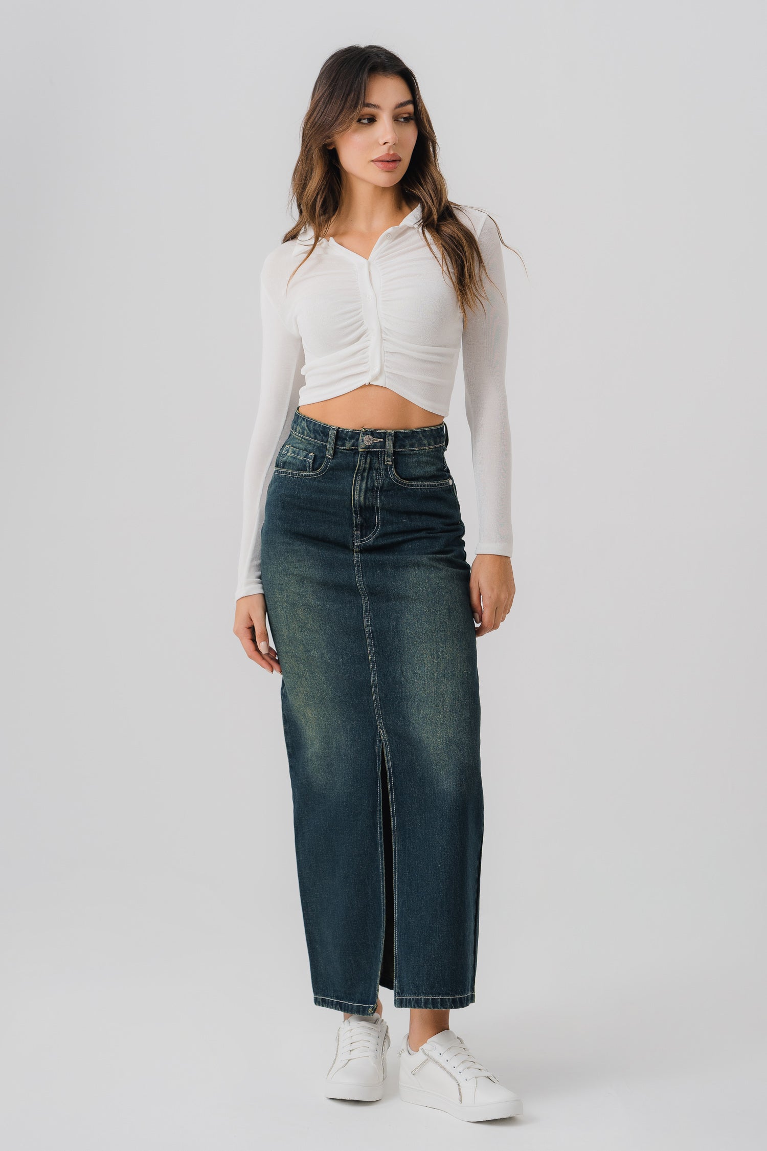 Vintage Wash Denim Skirt - Hustle N Holla
