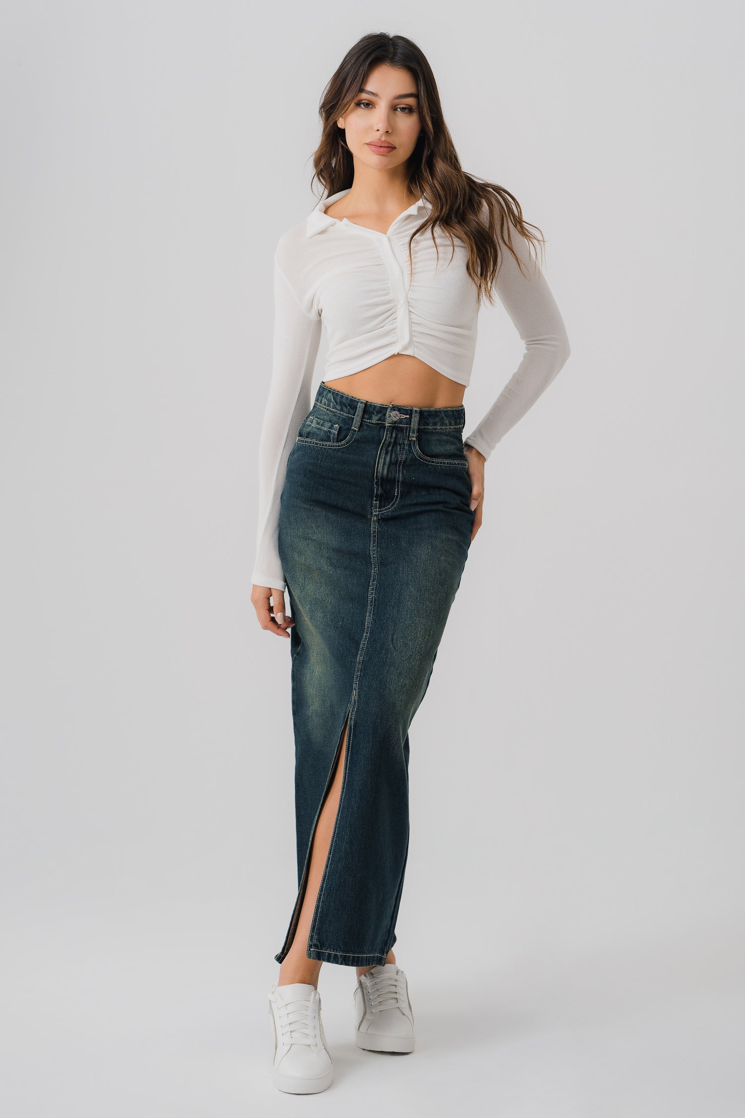 Vintage Wash Denim Skirt - Hustle N Holla