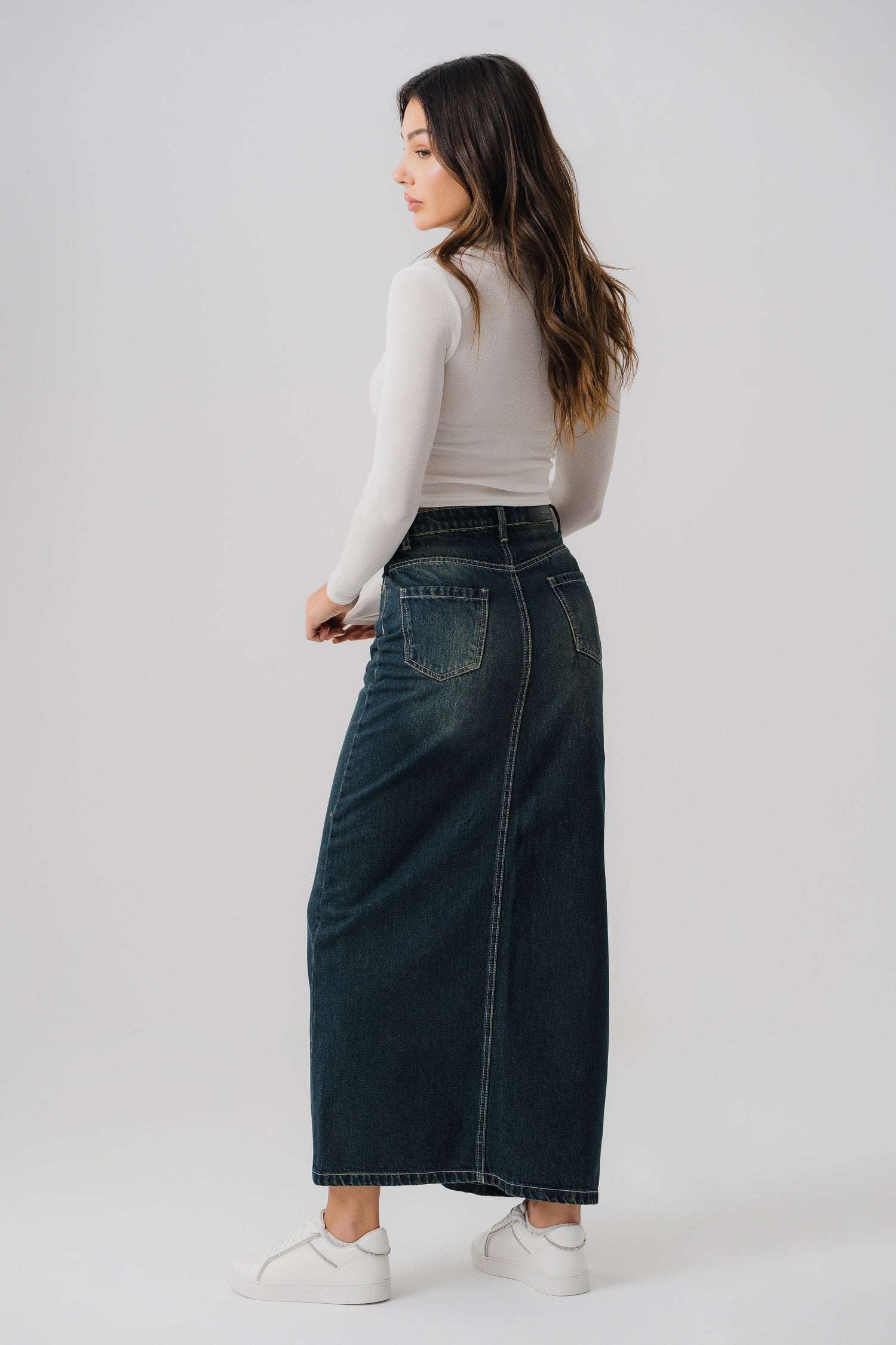 Vintage Wash Denim Skirt - Hustle N Holla