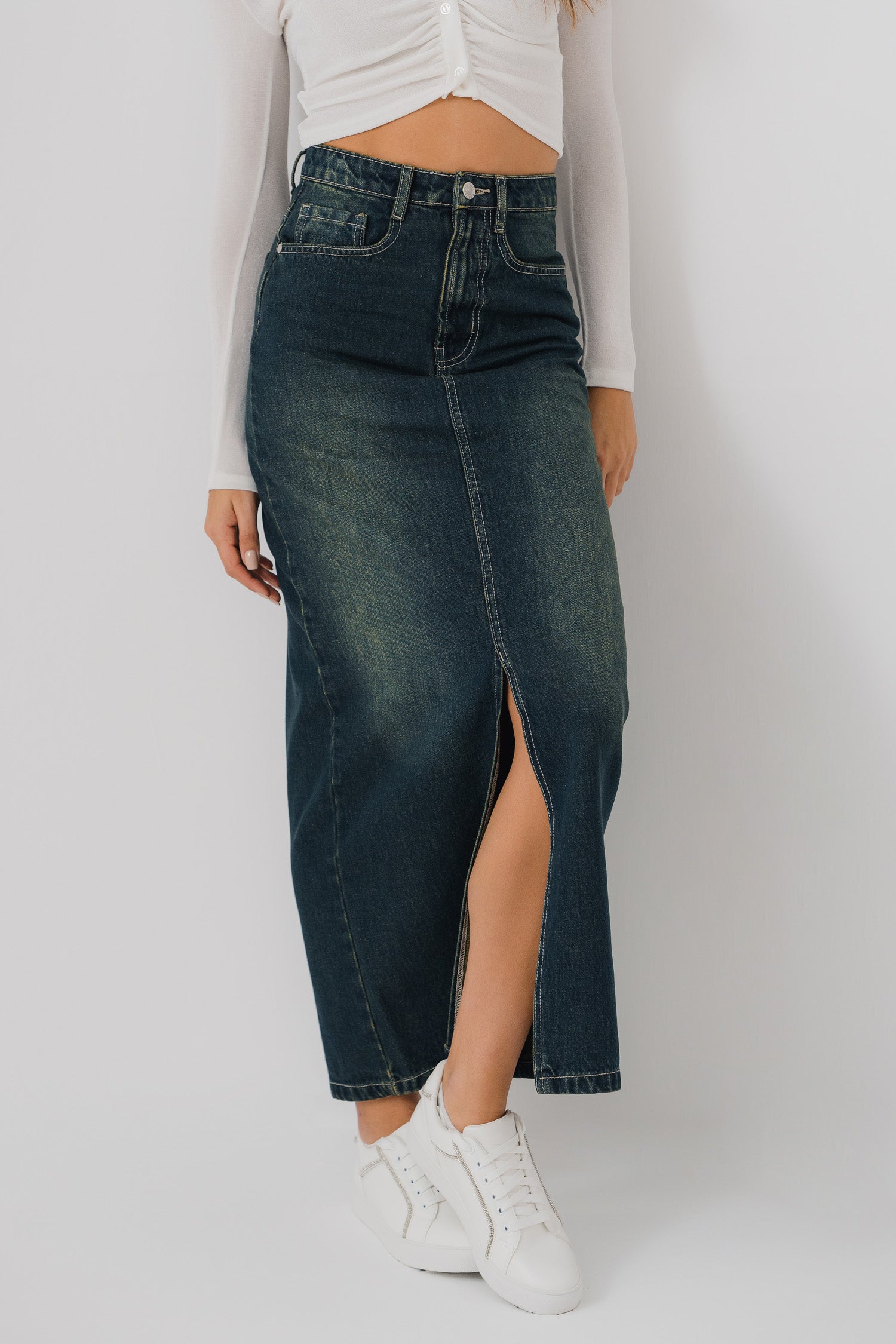 Vintage Wash Denim Skirt - Hustle N Holla
