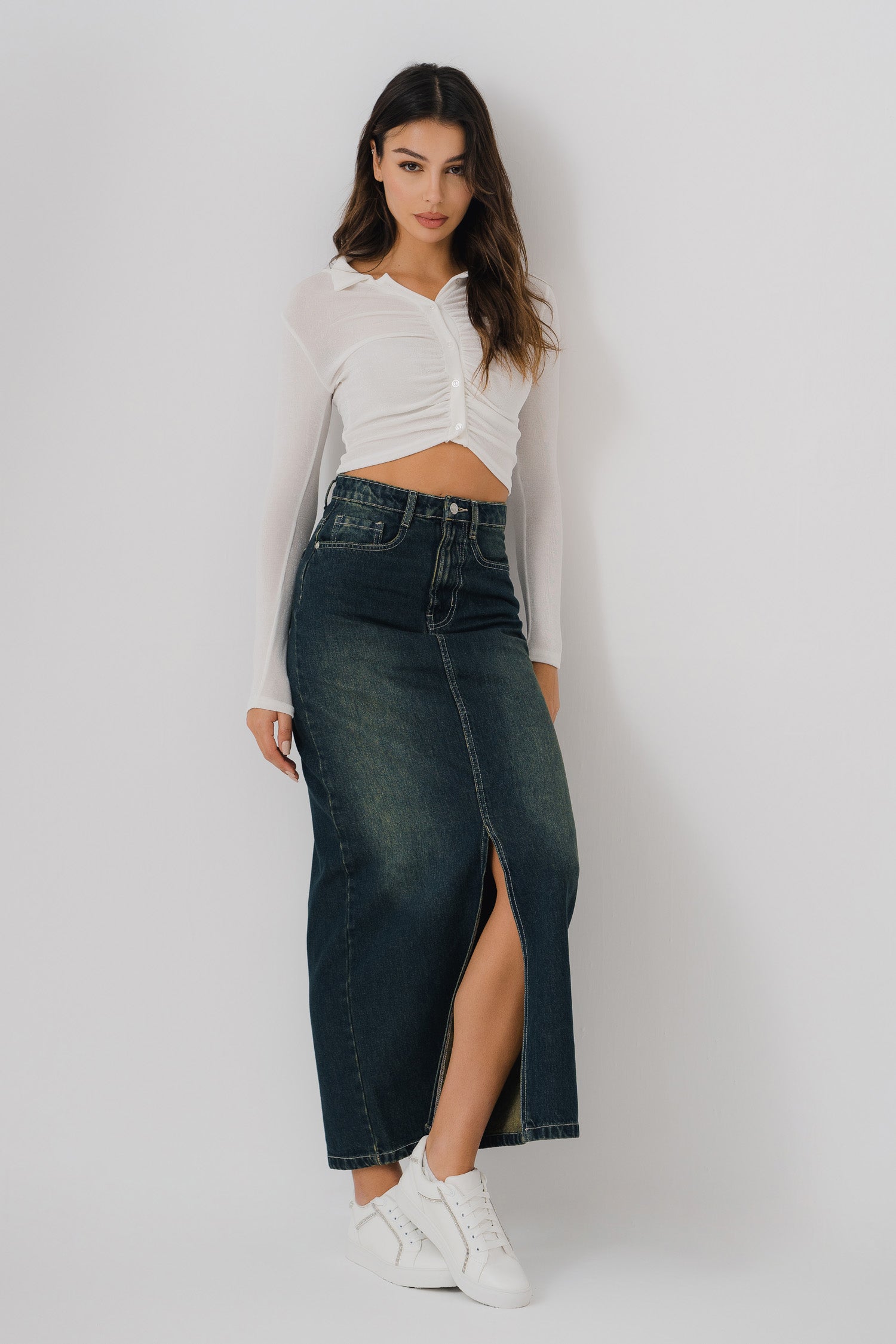 Vintage Wash Denim Skirt - Hustle N Holla