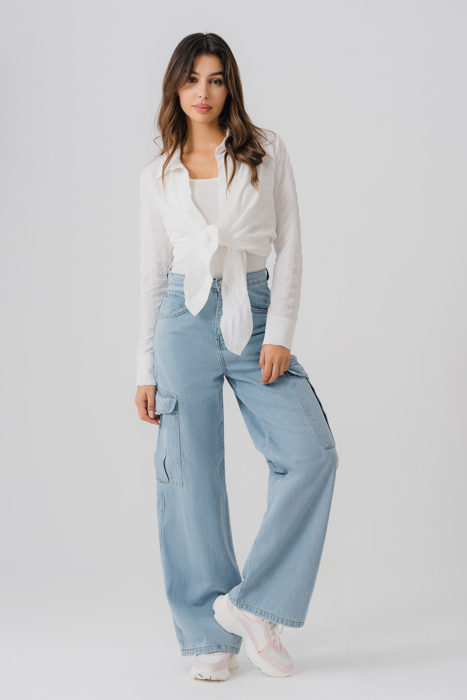 Light Wash Minor Fault Cargo Jeans - Hustle N Holla