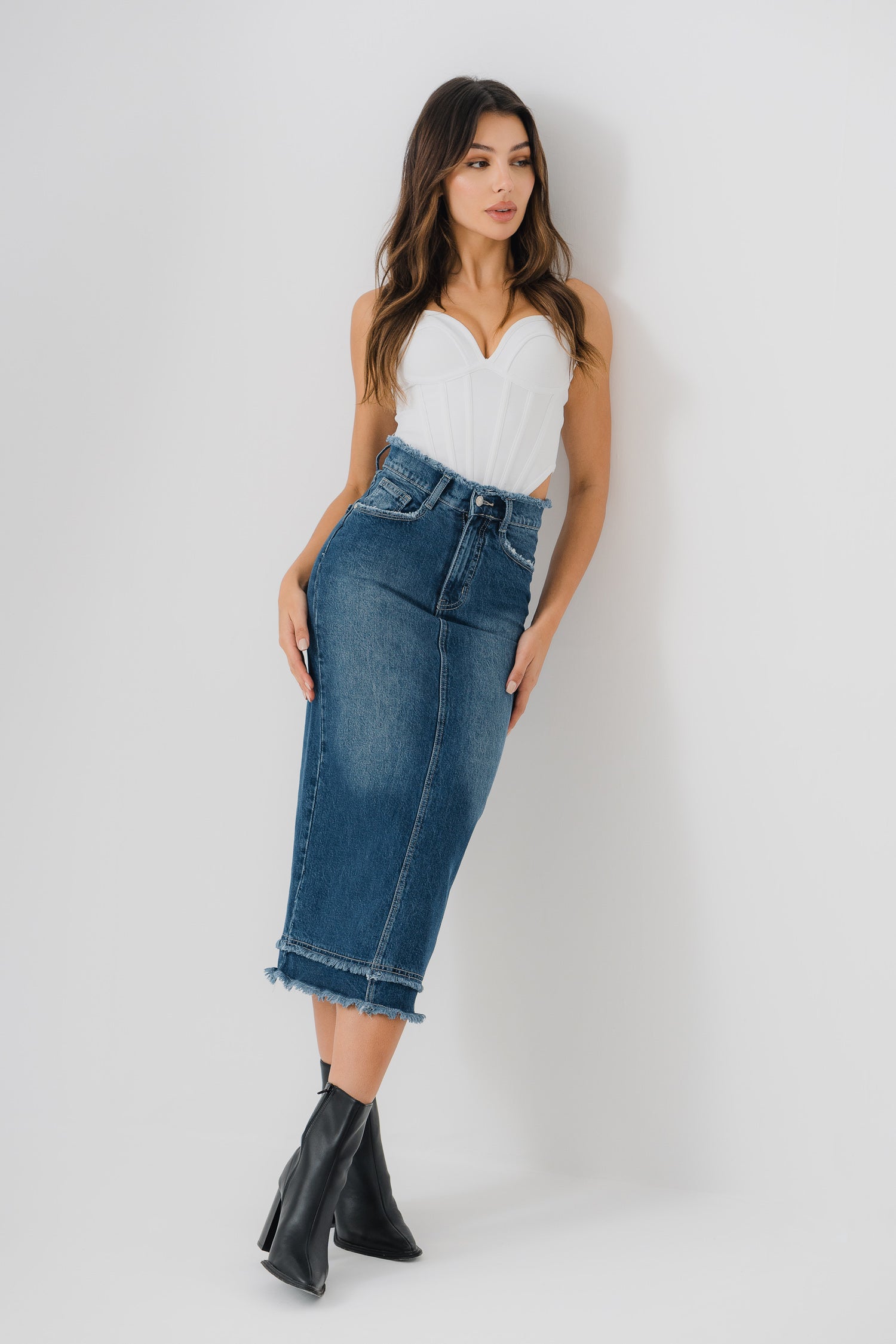 Shaded Denim Skirt - Hustle N Holla