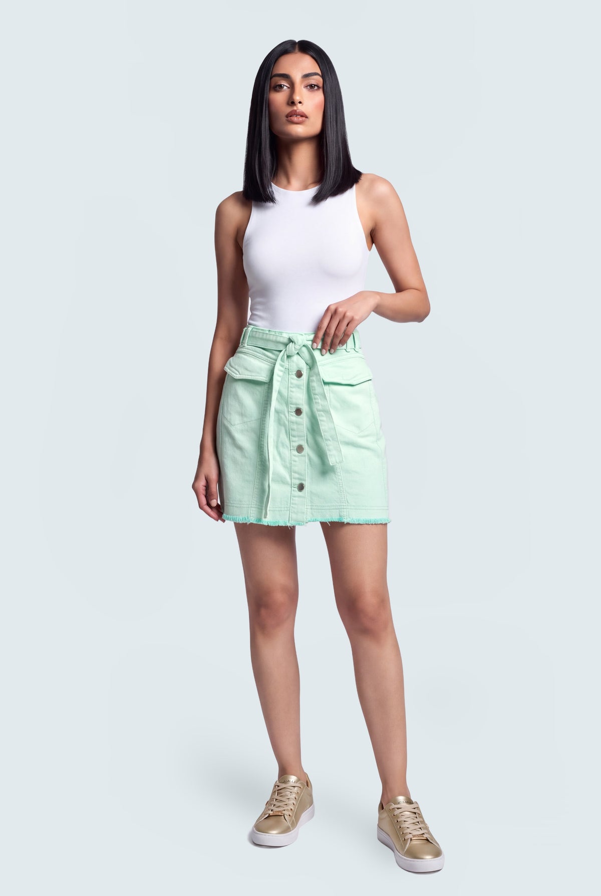 Aria Green Denim Skirt - Hustle N Holla